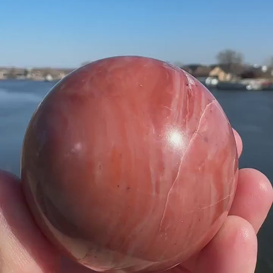 52mm Rare Natural Pink Serpentine Polished Sphere from India | Pink Serpentine Gemstone | Tucson Exclusive