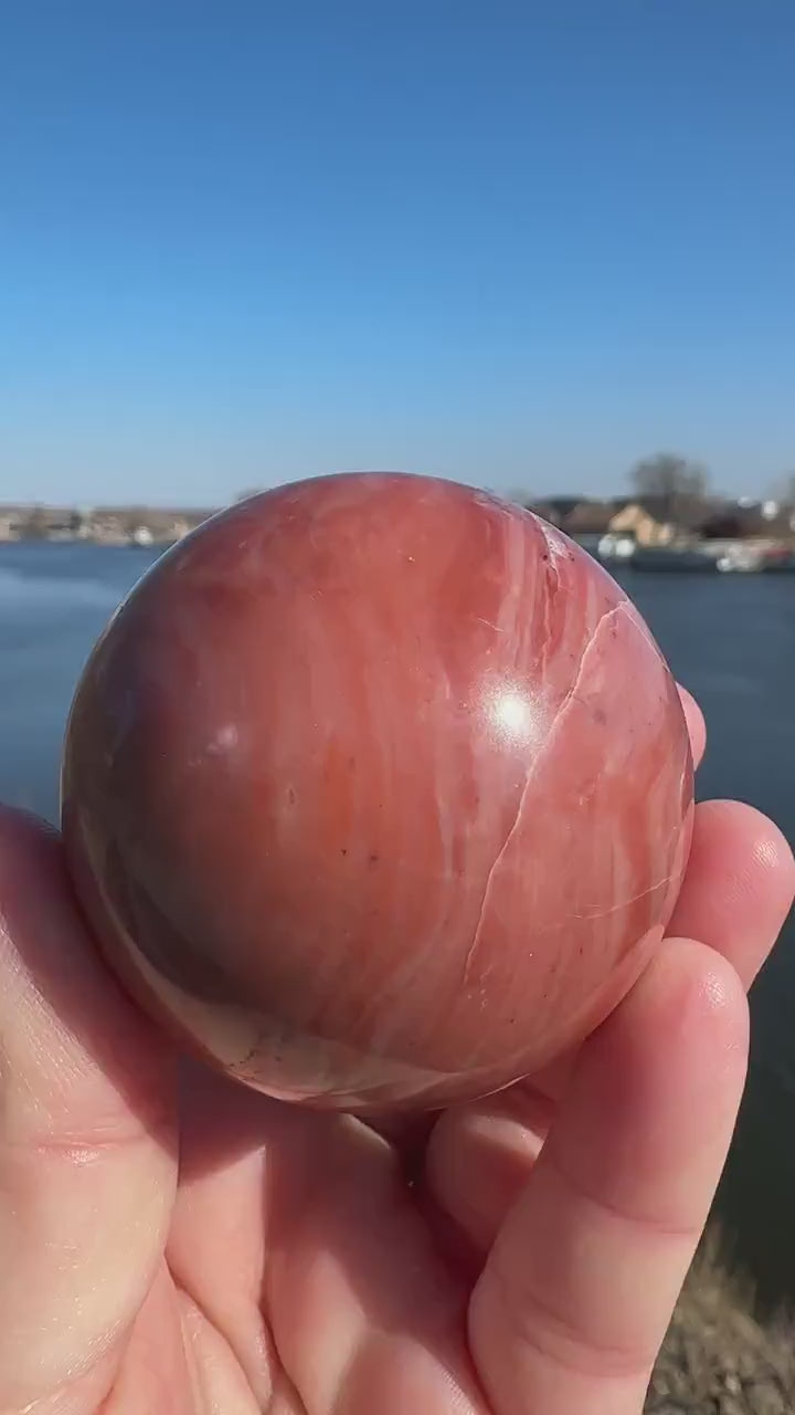 52mm Rare Natural Pink Serpentine Polished Sphere from India | Pink Serpentine Gemstone | Tucson Exclusive