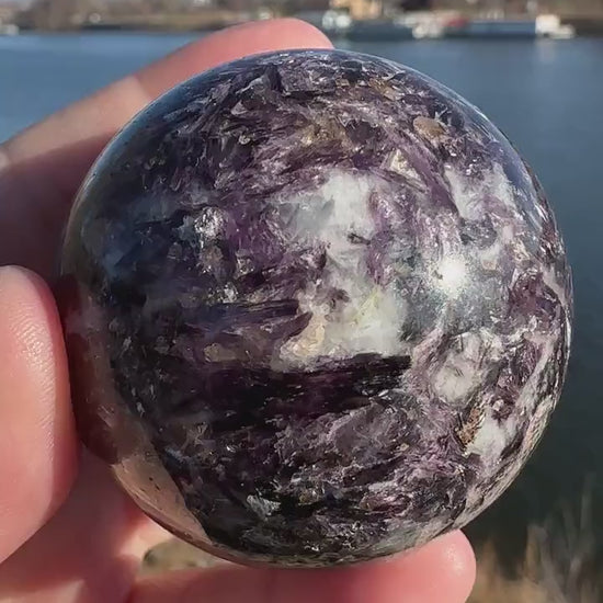 49mm Flashy High Quality Lepidolite Crystal Sphere | High Flash Gem Lepidolite Purple Crystal | Calming Stones | Purple Mica