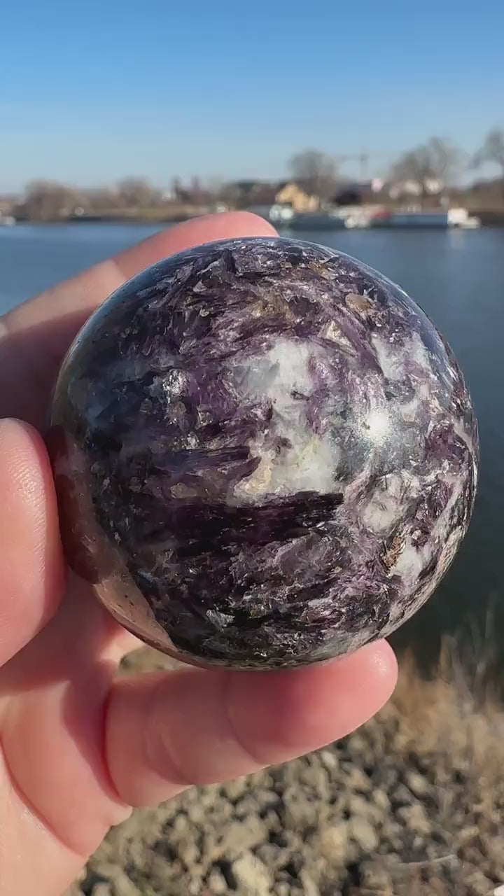 49mm Flashy High Quality Lepidolite Crystal Sphere | High Flash Gem Lepidolite Purple Crystal | Calming Stones | Purple Mica