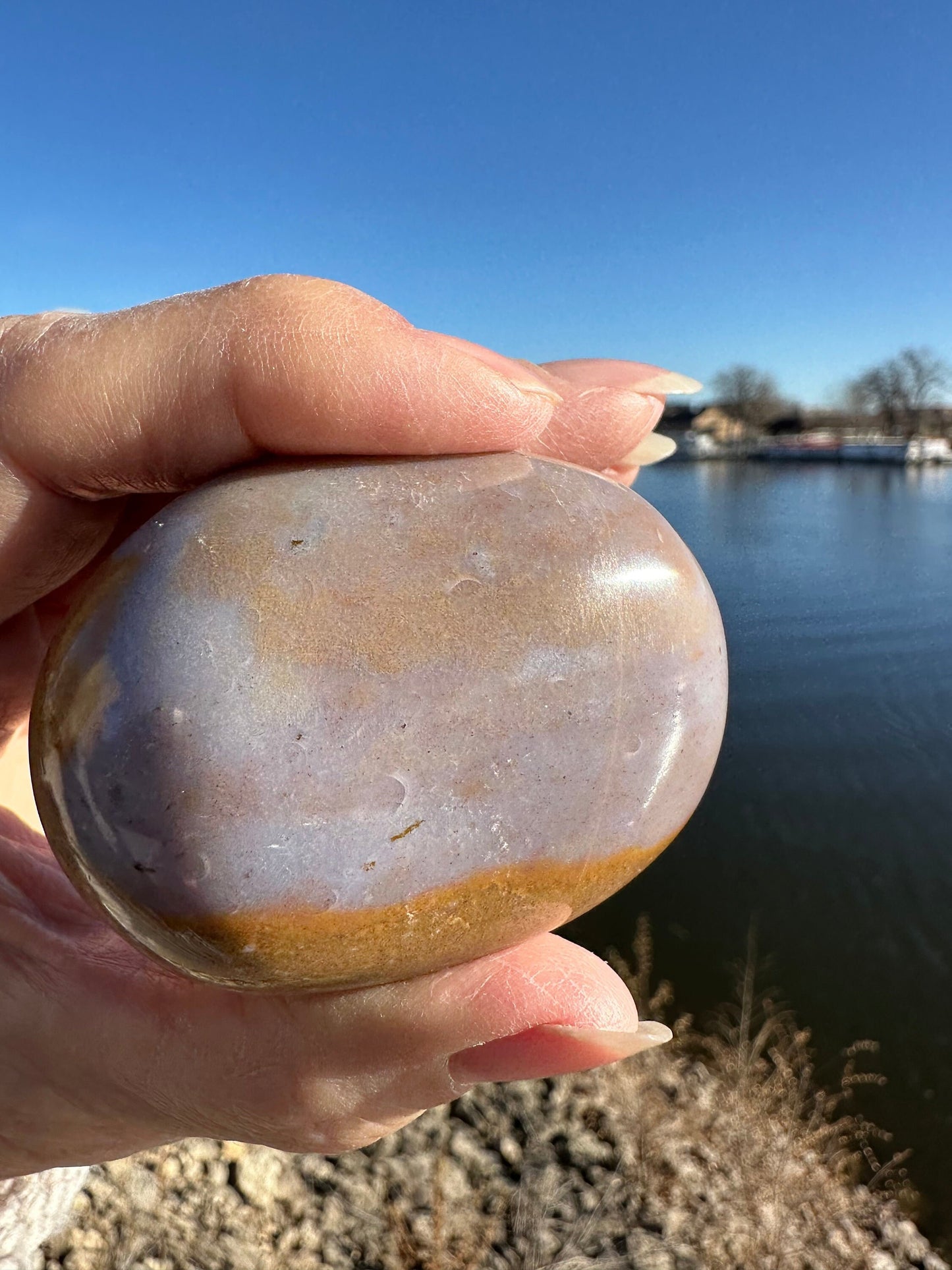 Rainbow Ocean Jasper Palm Stone | Ocean Jasper | Ocean Jasper Palm Stone | Ocean Jasper Sphere Active