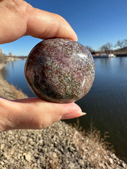 Rainbow Ocean Jasper Palm Stone | Ocean Jasper | Ocean Jasper Palm Stone | Ocean Jasper Sphere Active