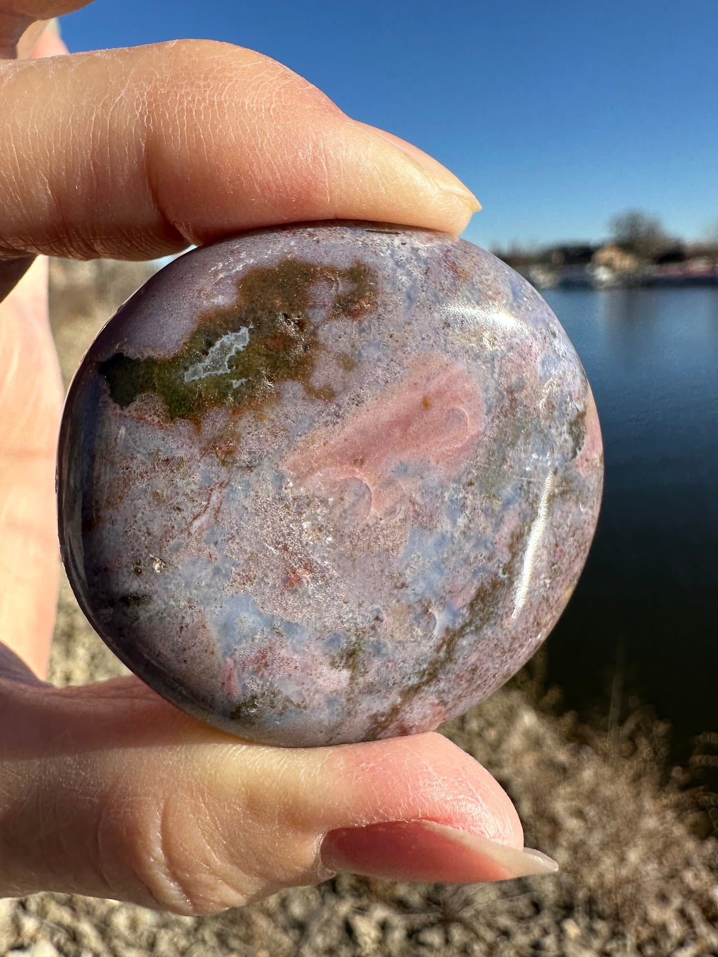 Rainbow Ocean Jasper Palm Stone | Ocean Jasper | Ocean Jasper Palm Stone | Ocean Jasper Sphere Active