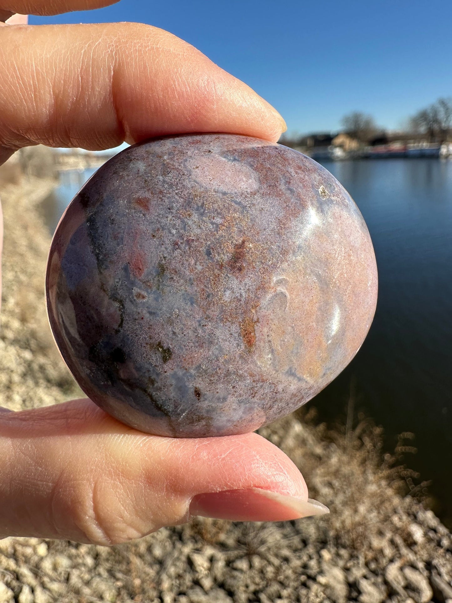 Rainbow Ocean Jasper Palm Stone | Ocean Jasper | Ocean Jasper Palm Stone | Ocean Jasper Sphere Active