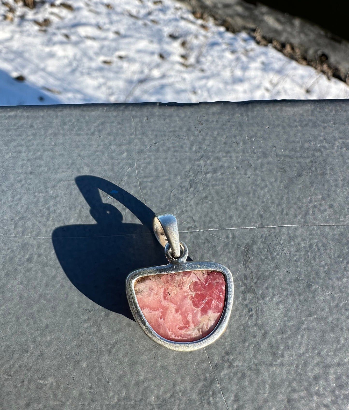 Natural Rhodochrosite Silver Pendant | Pink Pendant | Gemstone Pendant | Solid Silver Pendant | Handmade Pendant | Necklace