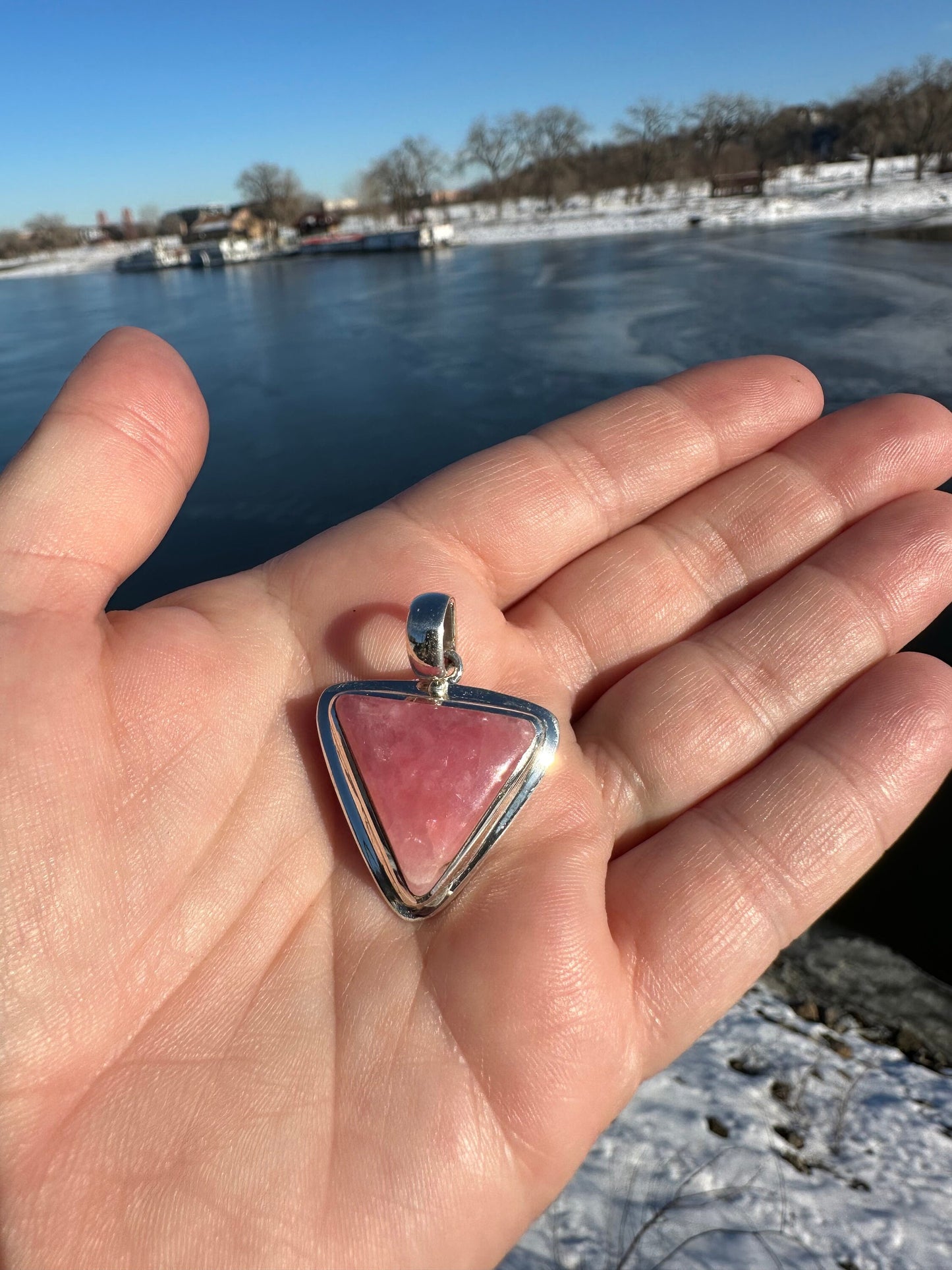 Natural Rhodochrosite Silver Pendant | Pink Pendant | Gemstone Pendant | Solid Silver Pendant | Handmade Pendant | Necklace