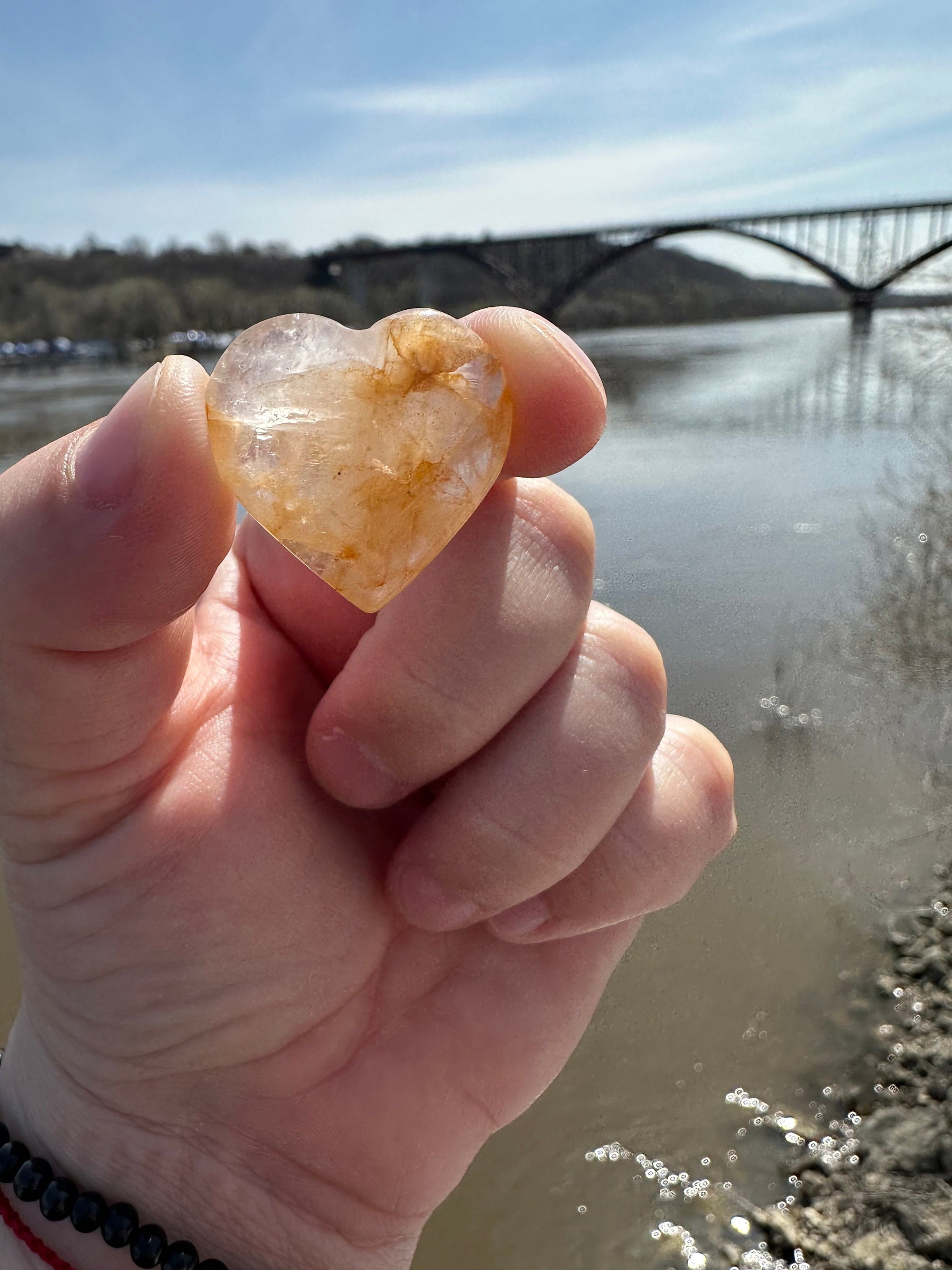 One (1) Small Golden Healer Heart | Quartz | Yellow Hematoid | Solar Plexus Chakra