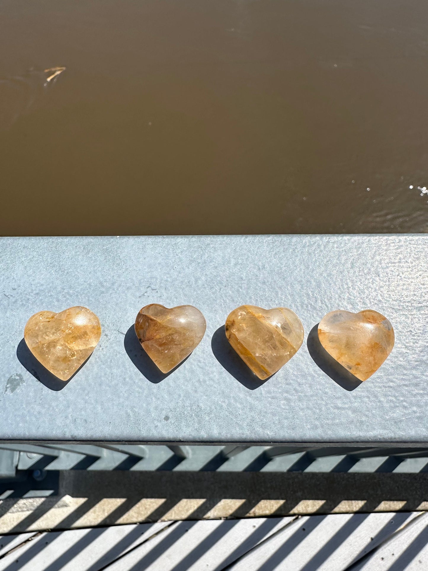 One (1) Small Golden Healer Heart | Quartz | Yellow Hematoid | Solar Plexus Chakra