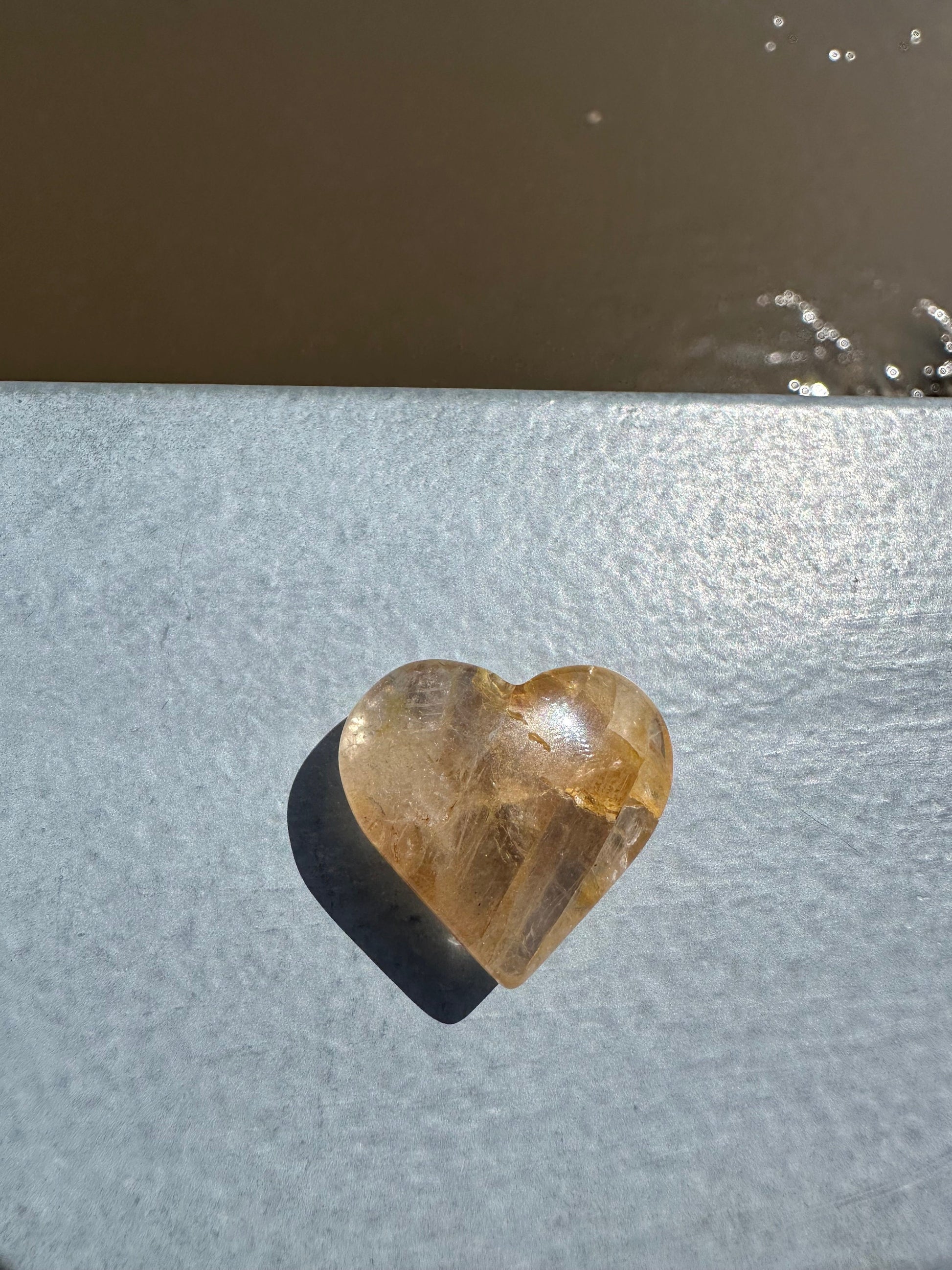 One (1) Small Golden Healer Heart | Quartz | Yellow Hematoid | Solar Plexus Chakra