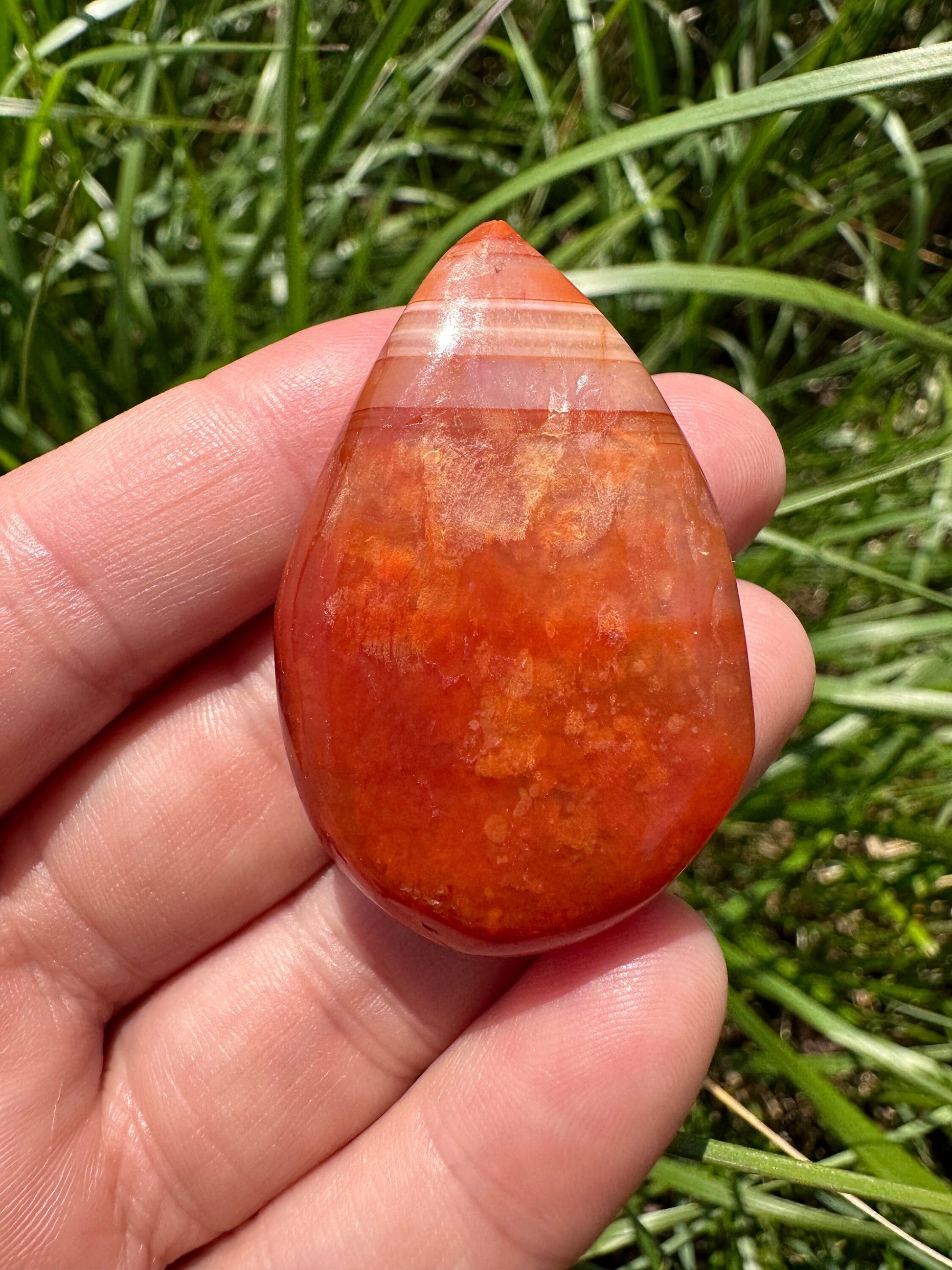 One (1) Carnelian Tear Drop | Carnelian Palm Stone | Sacral Chakra | Creativity | Energizing