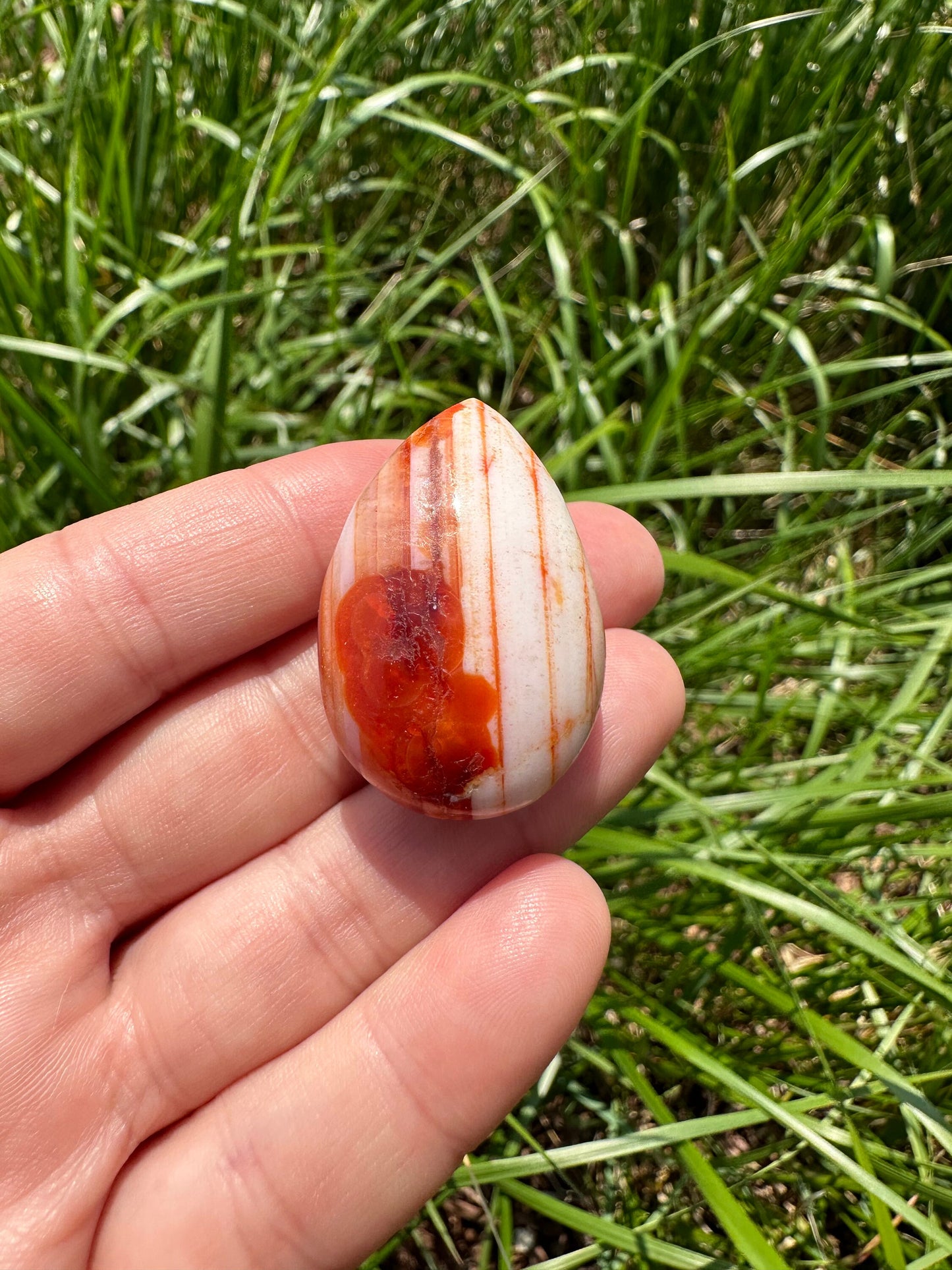 One (1) Carnelian Tear Drop | Carnelian Palm Stone | Sacral Chakra | Creativity | Energizing