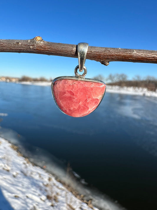 Natural Rhodochrosite Silver Pendant | Pink Pendant | Gemstone Pendant | Solid Silver Pendant | Handmade Pendant | Necklace