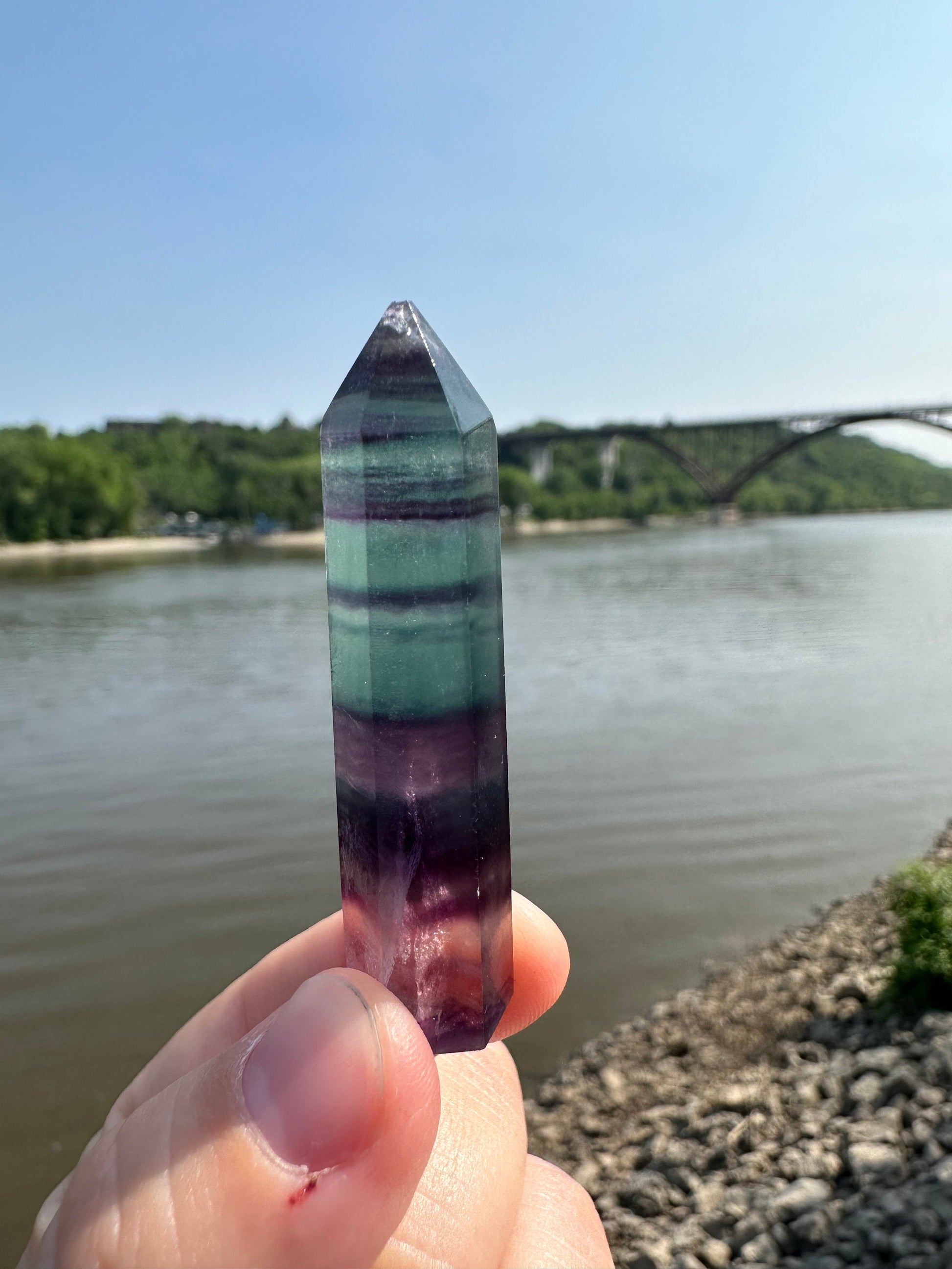 Mini Fluorite Tower (Imperfection) | Rainbow Fluorite Tower | Rainbow Fluorite | Crystal Obelisk