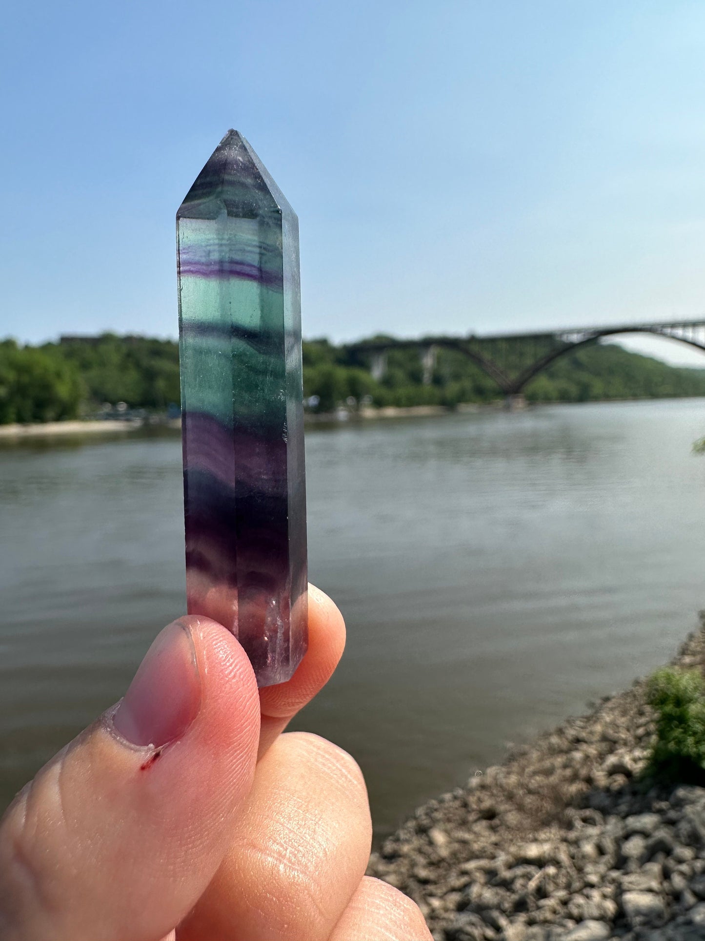 Mini Fluorite Tower (Imperfection) | Rainbow Fluorite Tower | Rainbow Fluorite | Crystal Obelisk