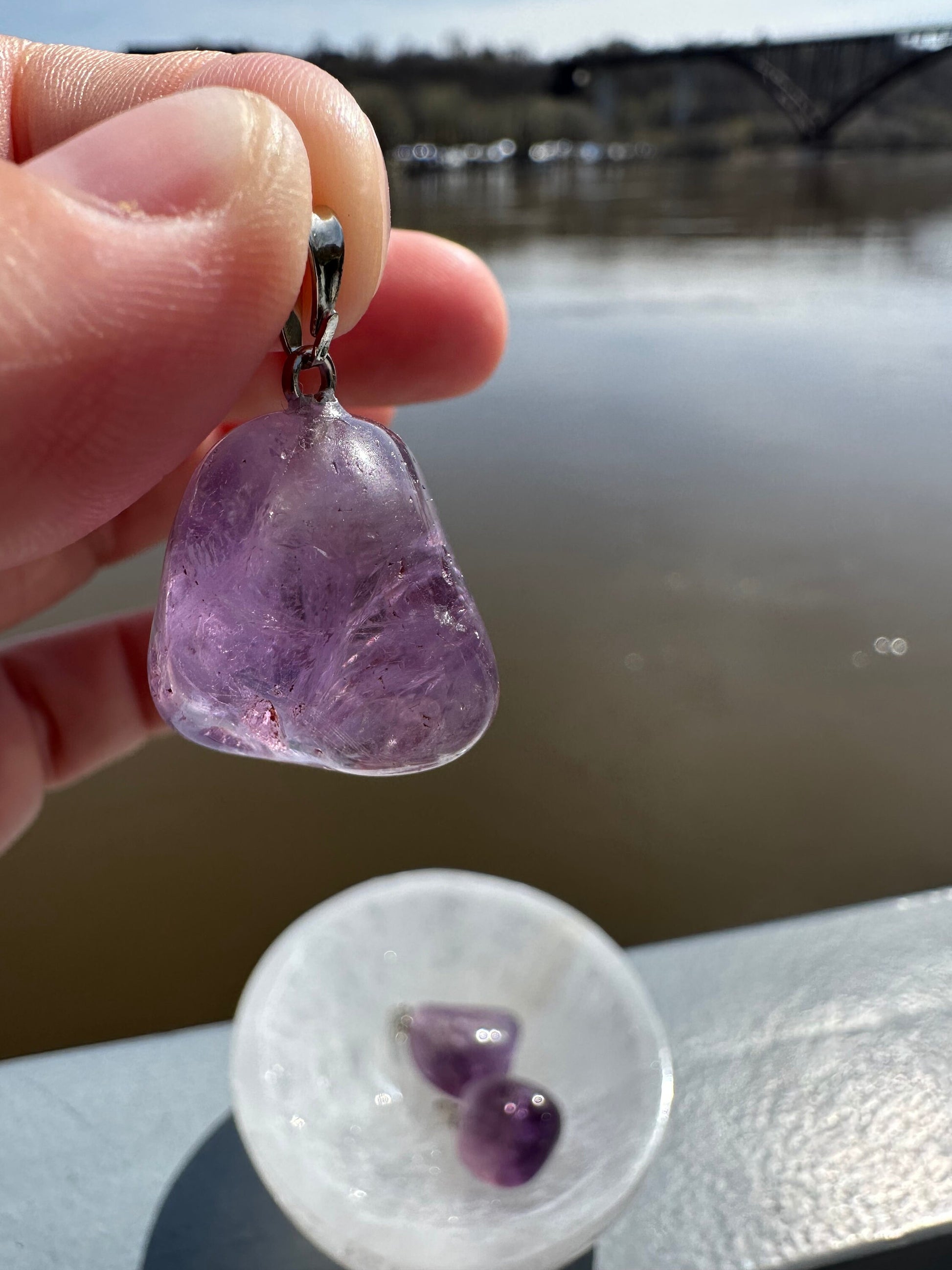 ONE (1) Amethyst Pendant | Natural Jewelry | Amethyst Tumble | Amethyst | Brazil