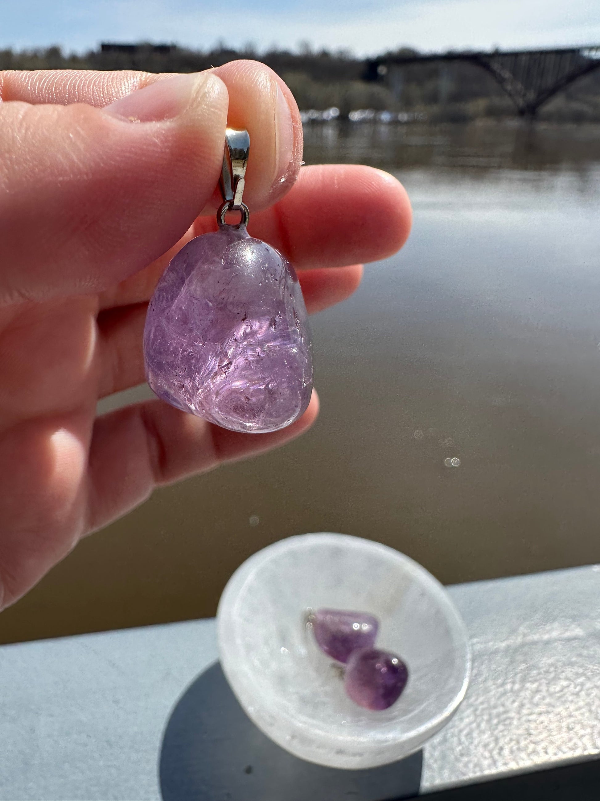 ONE (1) Amethyst Pendant | Natural Jewelry | Amethyst Tumble | Amethyst | Brazil