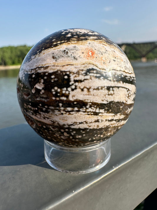 48mm Old Stock Ocean Jasper Sphere | Ocean Jasper | Ocean Jasper Palm Stone | Ocean Jasper Sphere