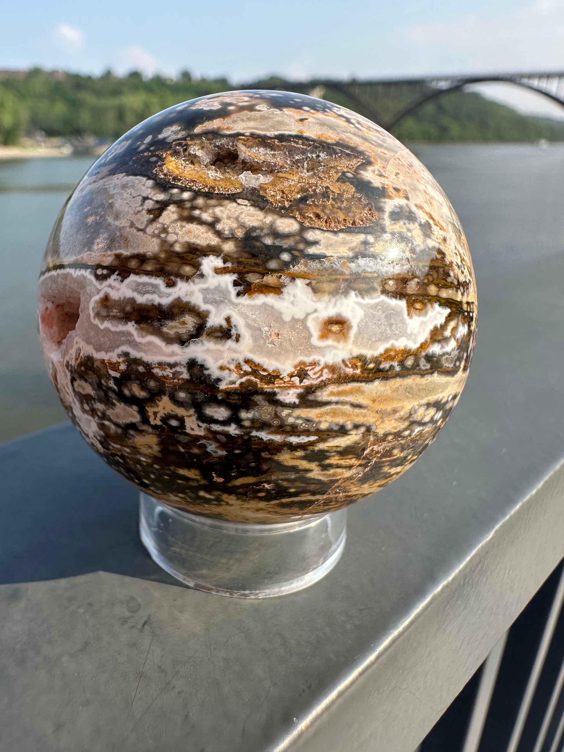 55mm Old Stock Ocean Jasper Sphere | Ocean Jasper | Ocean Jasper Palm Stone | Ocean Jasper Sphere