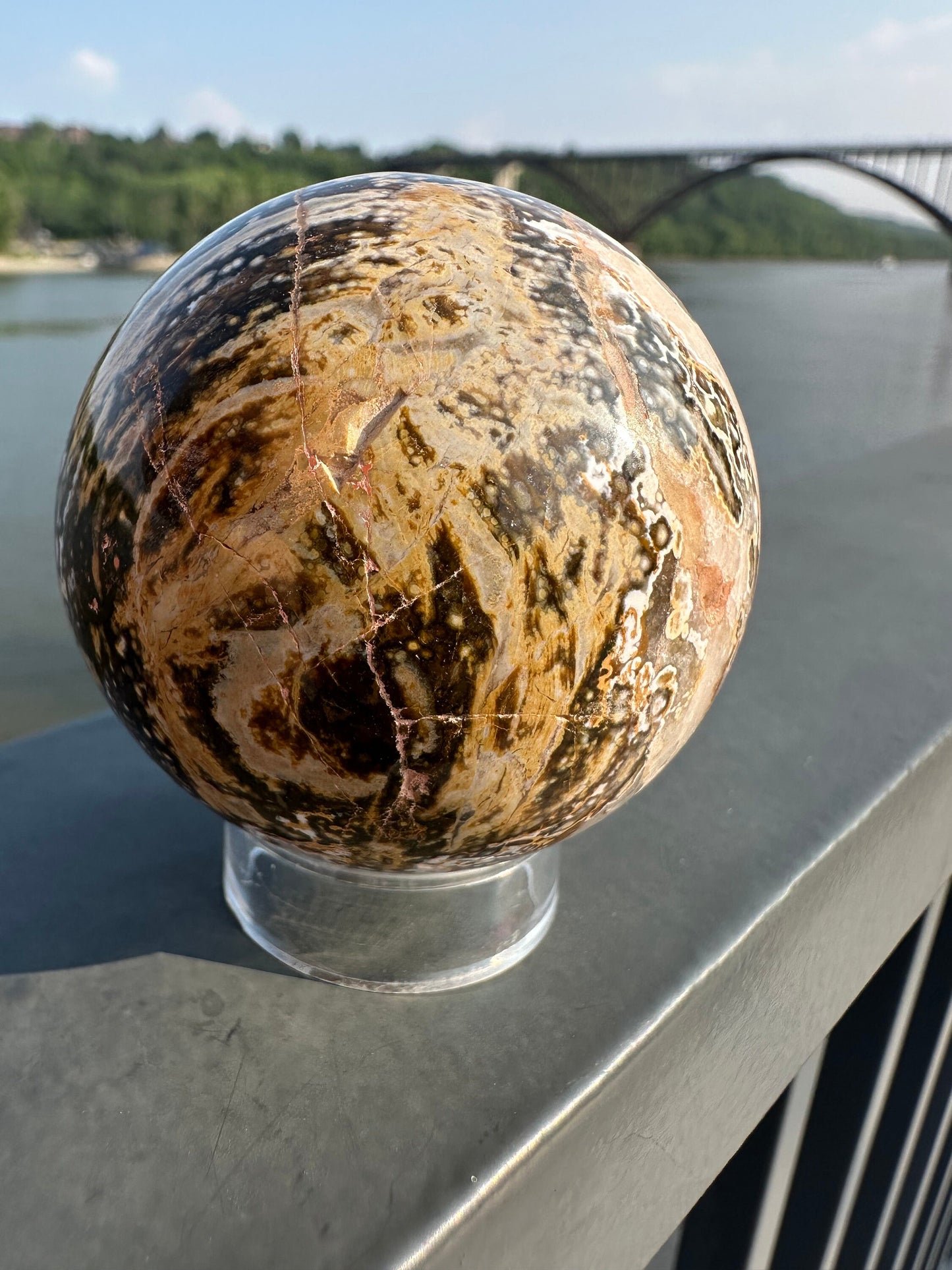 55mm Old Stock Ocean Jasper Sphere | Ocean Jasper | Ocean Jasper Palm Stone | Ocean Jasper Sphere