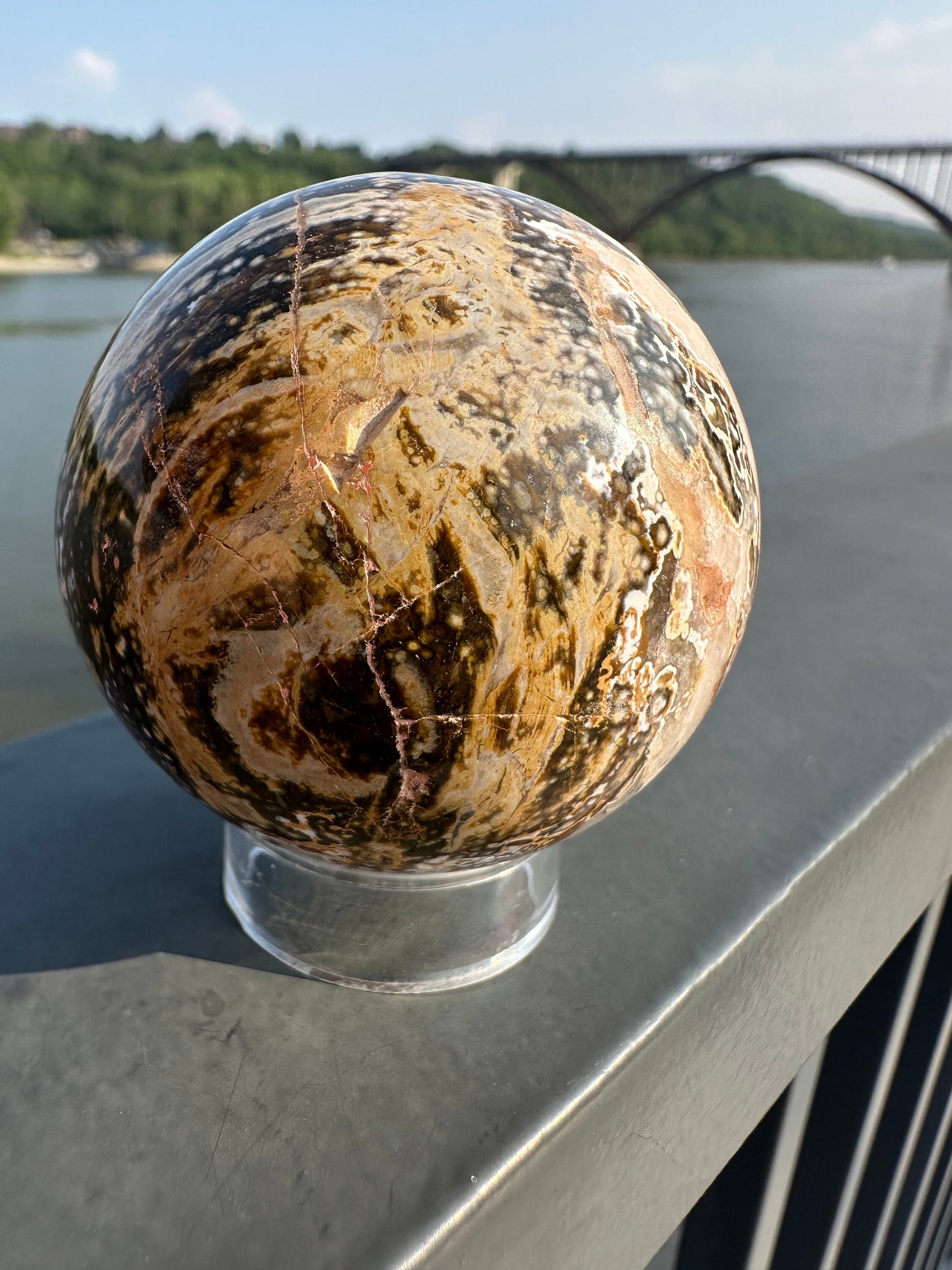 55mm Old Stock Ocean Jasper Sphere | Ocean Jasper | Ocean Jasper Palm Stone | Ocean Jasper Sphere