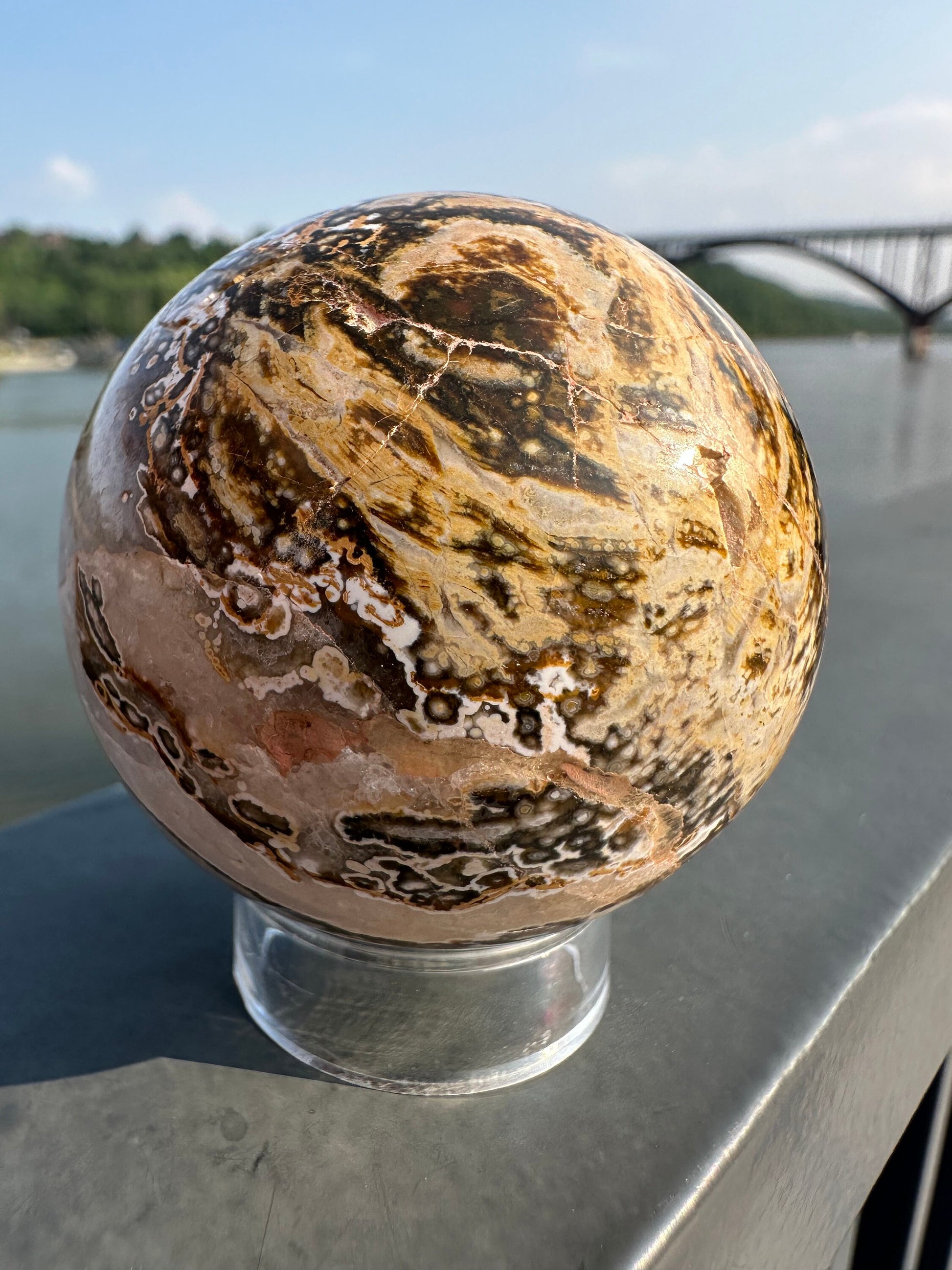 55mm Old Stock Ocean Jasper Sphere | Ocean Jasper | Ocean Jasper Palm Stone | Ocean Jasper Sphere