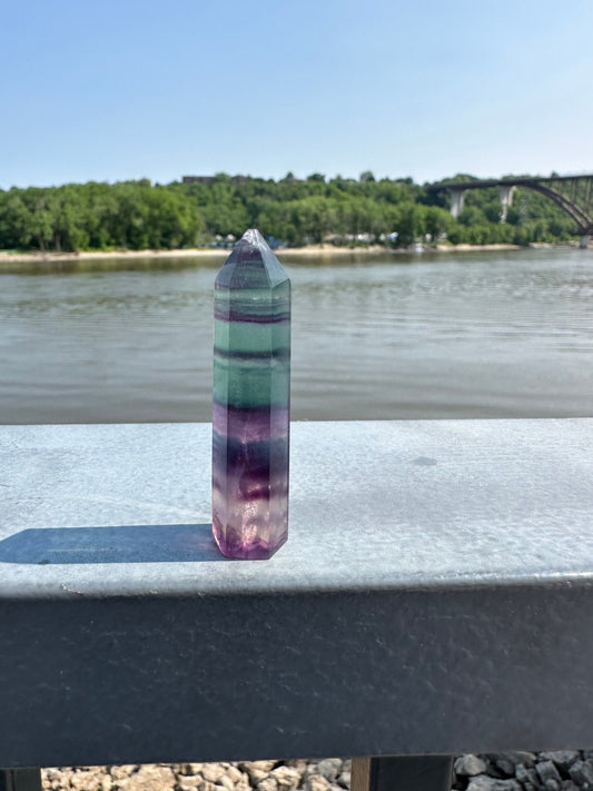 Mini Fluorite Tower (Imperfection) | Rainbow Fluorite Tower | Rainbow Fluorite | Crystal Obelisk