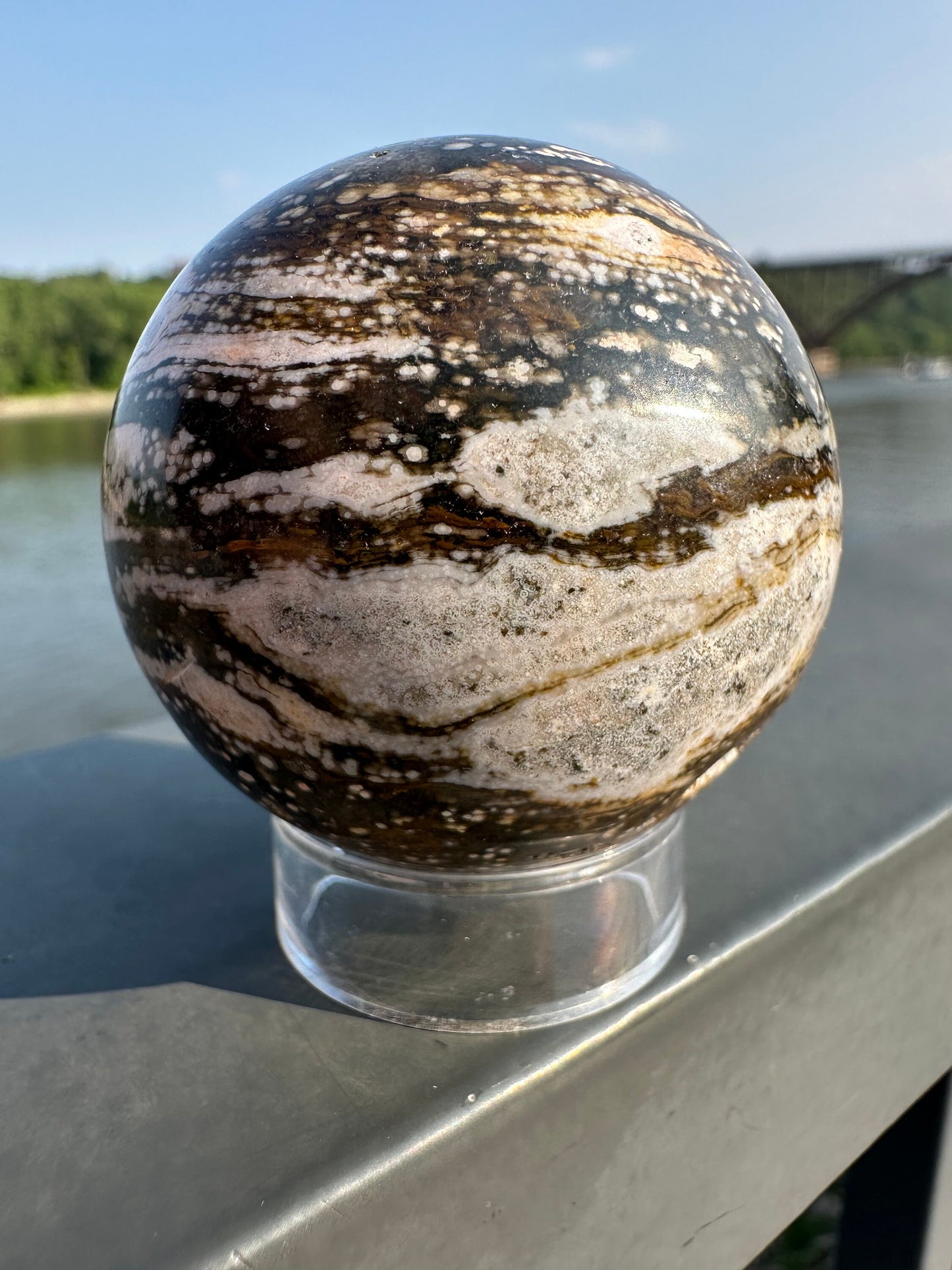 48mm Old Stock Ocean Jasper Sphere | Ocean Jasper | Ocean Jasper Palm Stone | Ocean Jasper Sphere