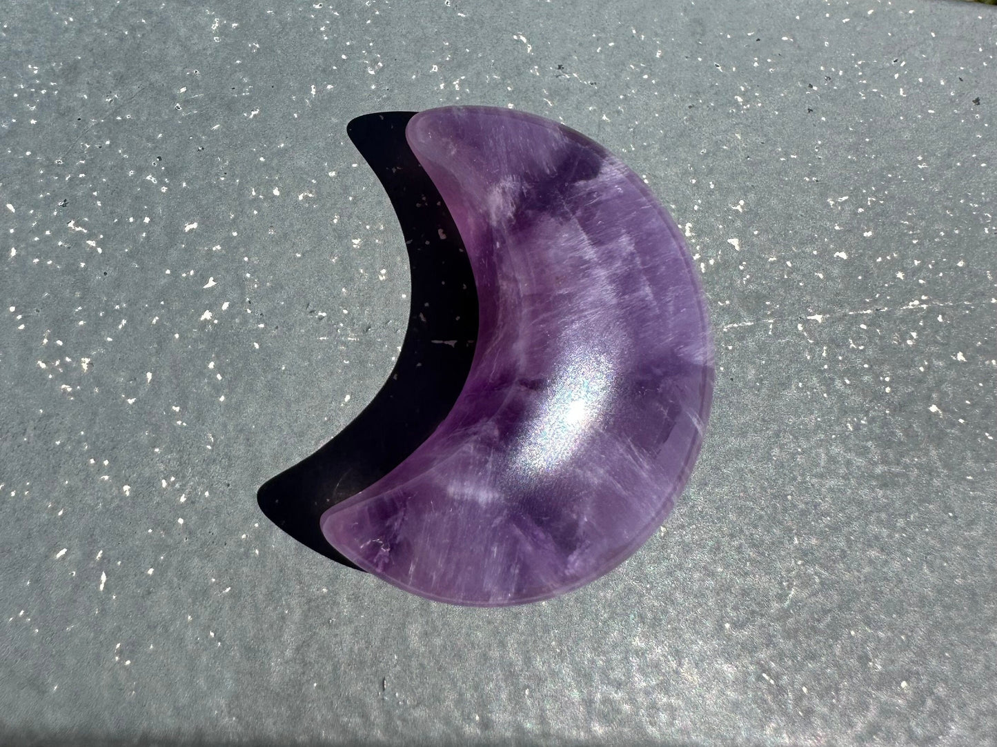 One (1) Trapiche Amethyst Half Moon | Cabochon Amethyst | Amethyst Crystal | Natural Trapiche | Star Amethyst