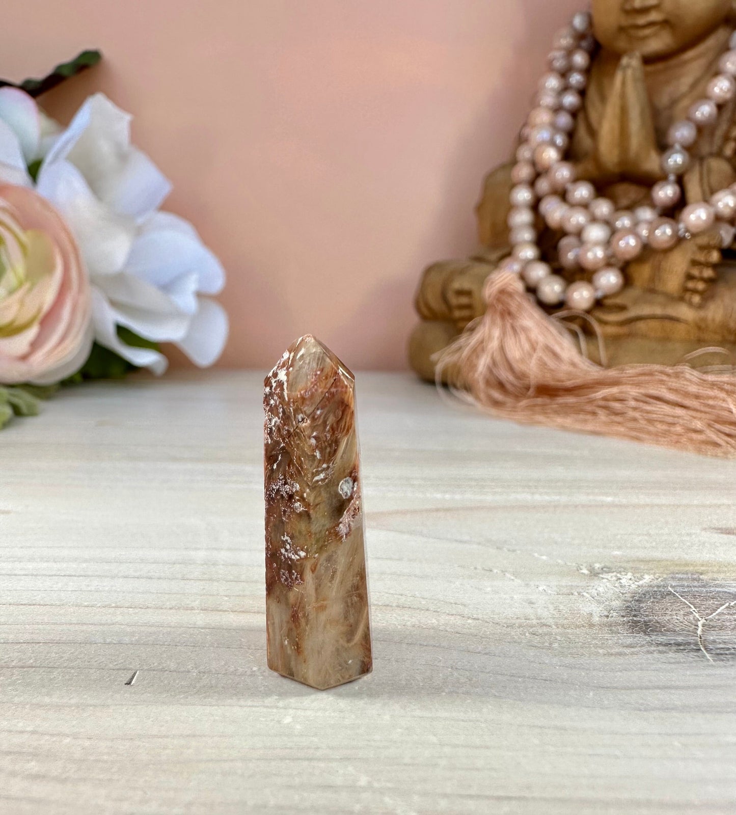 Mini Amphibole Quartz Polished Point from Brazil | Red Amphibole | Angel Wing Phantom Quartz | Red Rabbit Quartz