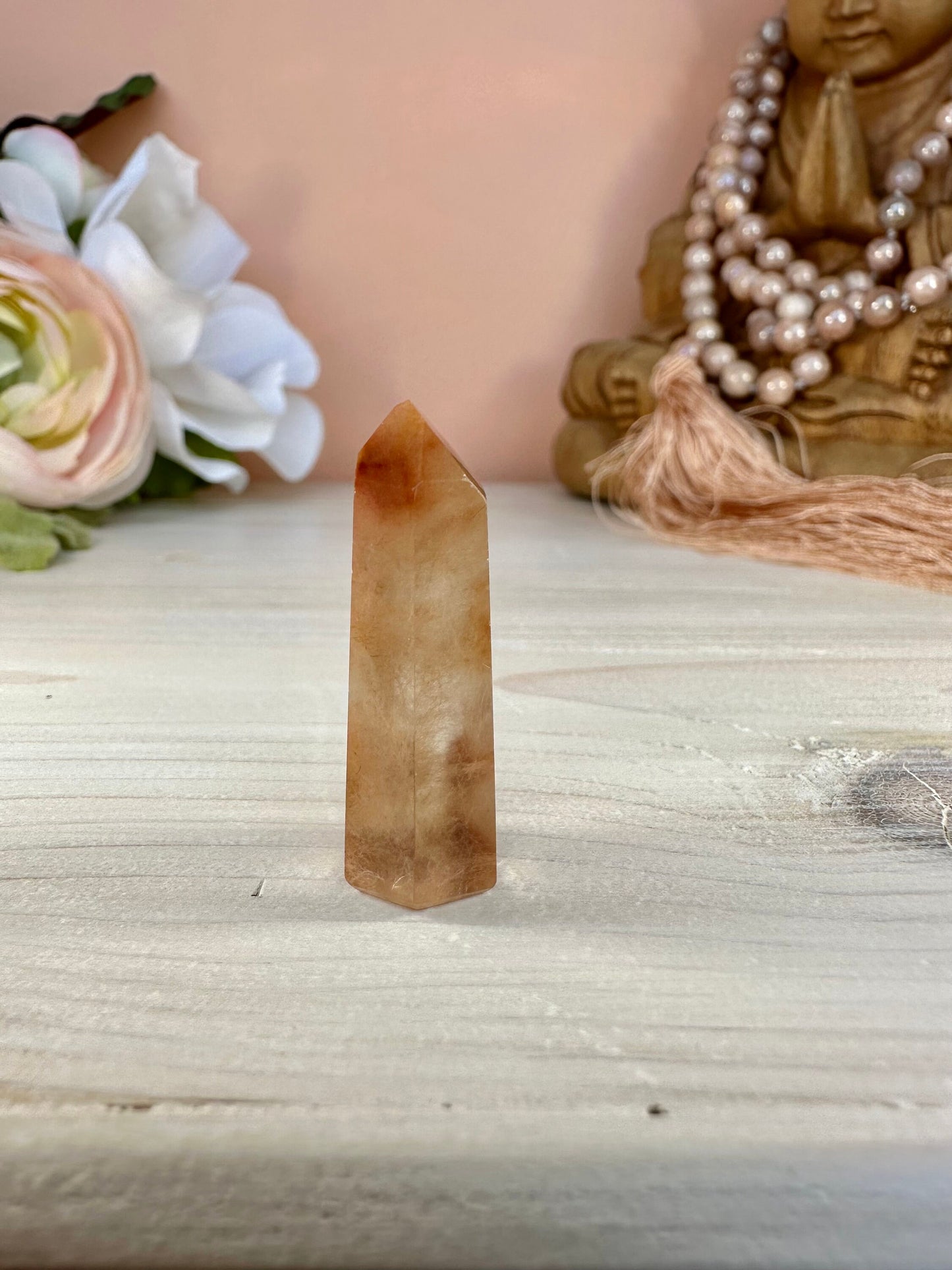 Mini Amphibole Quartz Polished Point from Brazil | Red Amphibole | Angel Wing Phantom Quartz | Red Rabbit Quartz