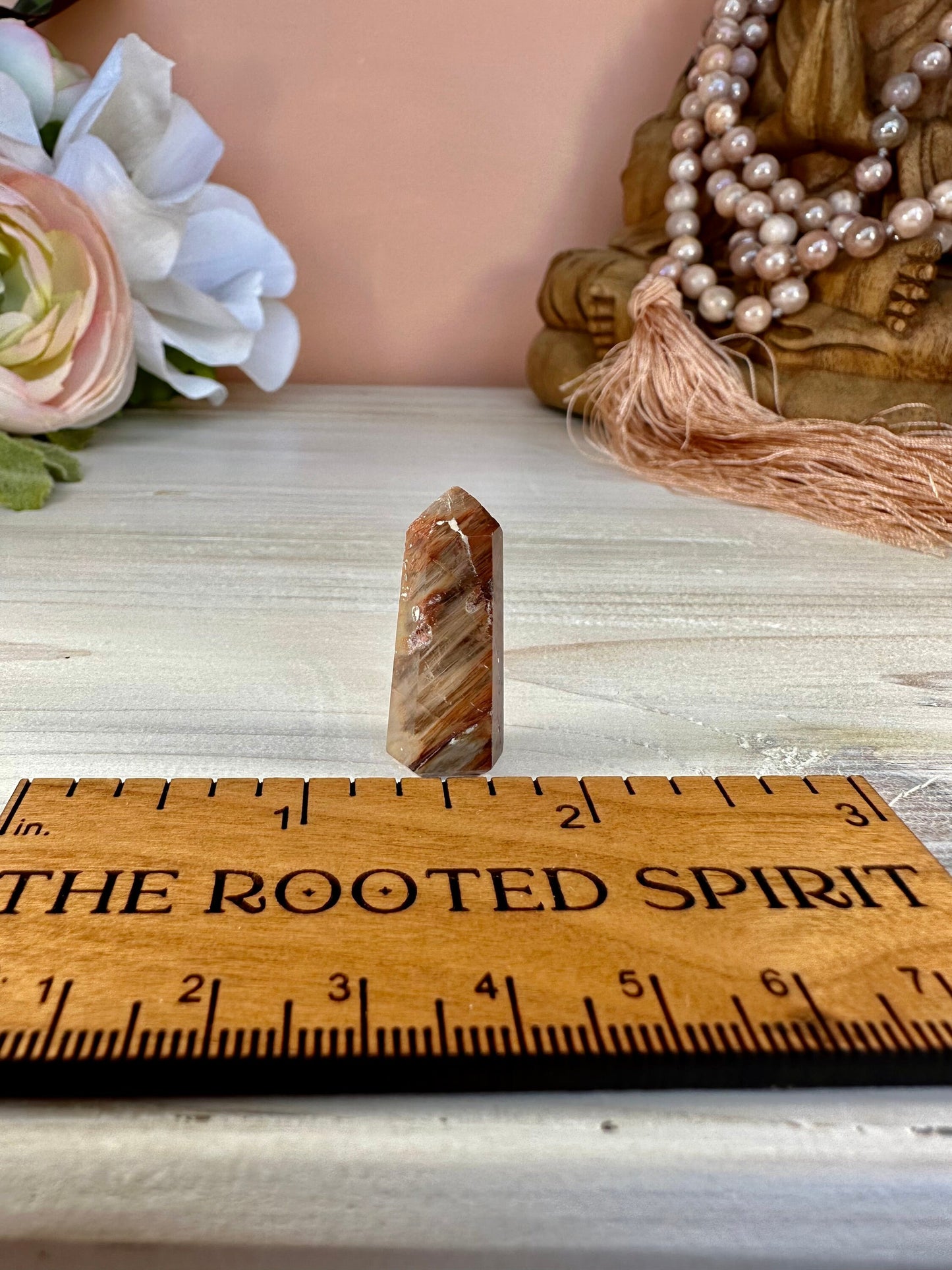 Mini Amphibole Quartz Polished Point from Brazil | Red Amphibole | Angel Wing Phantom Quartz | Red Rabbit Quartz