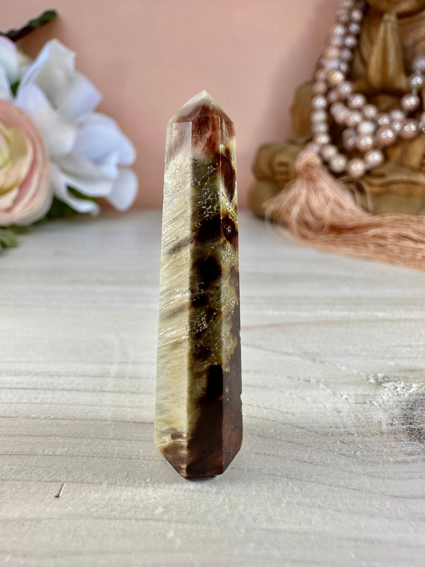 Mini Amphibole Quartz Polished Point from Brazil | Red Amphibole | Angel Wing Phantom Quartz | Red Rabbit Quartz