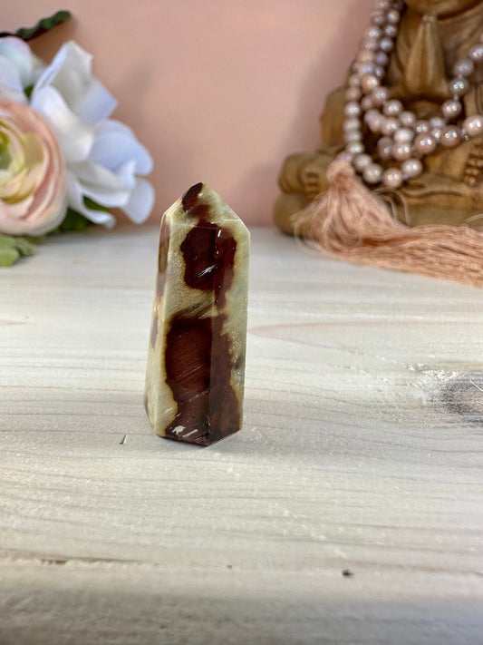 Mini Amphibole Quartz Polished Point from Brazil | Red Amphibole | Angel Wing Phantom Quartz | Red Rabbit Quartz