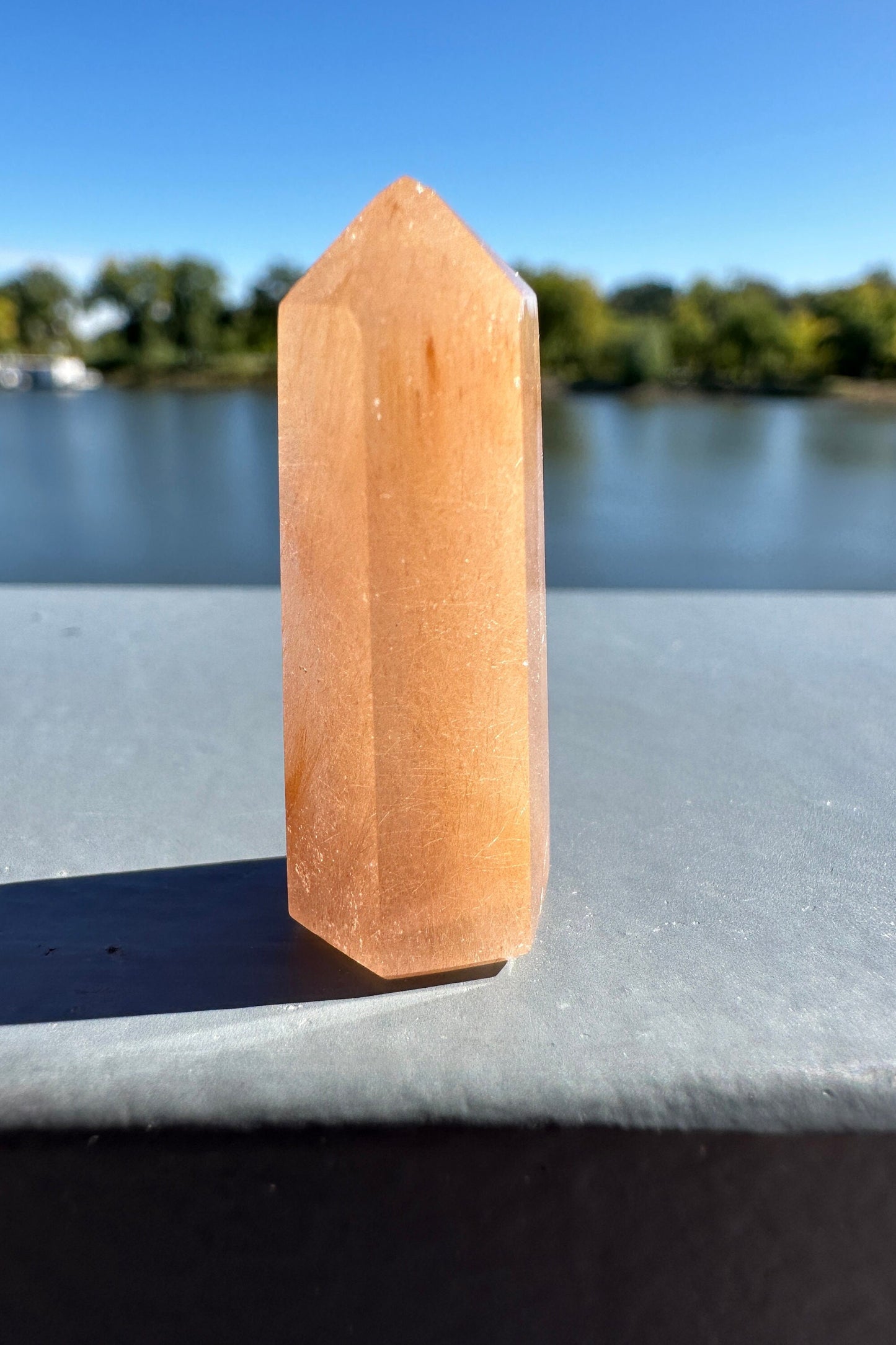 Mini Peach Amphibole Quartz Polished Point from Brazil | Pink Amphibole | Angel Wing Phantom Quartz | Angel Hair Quartz