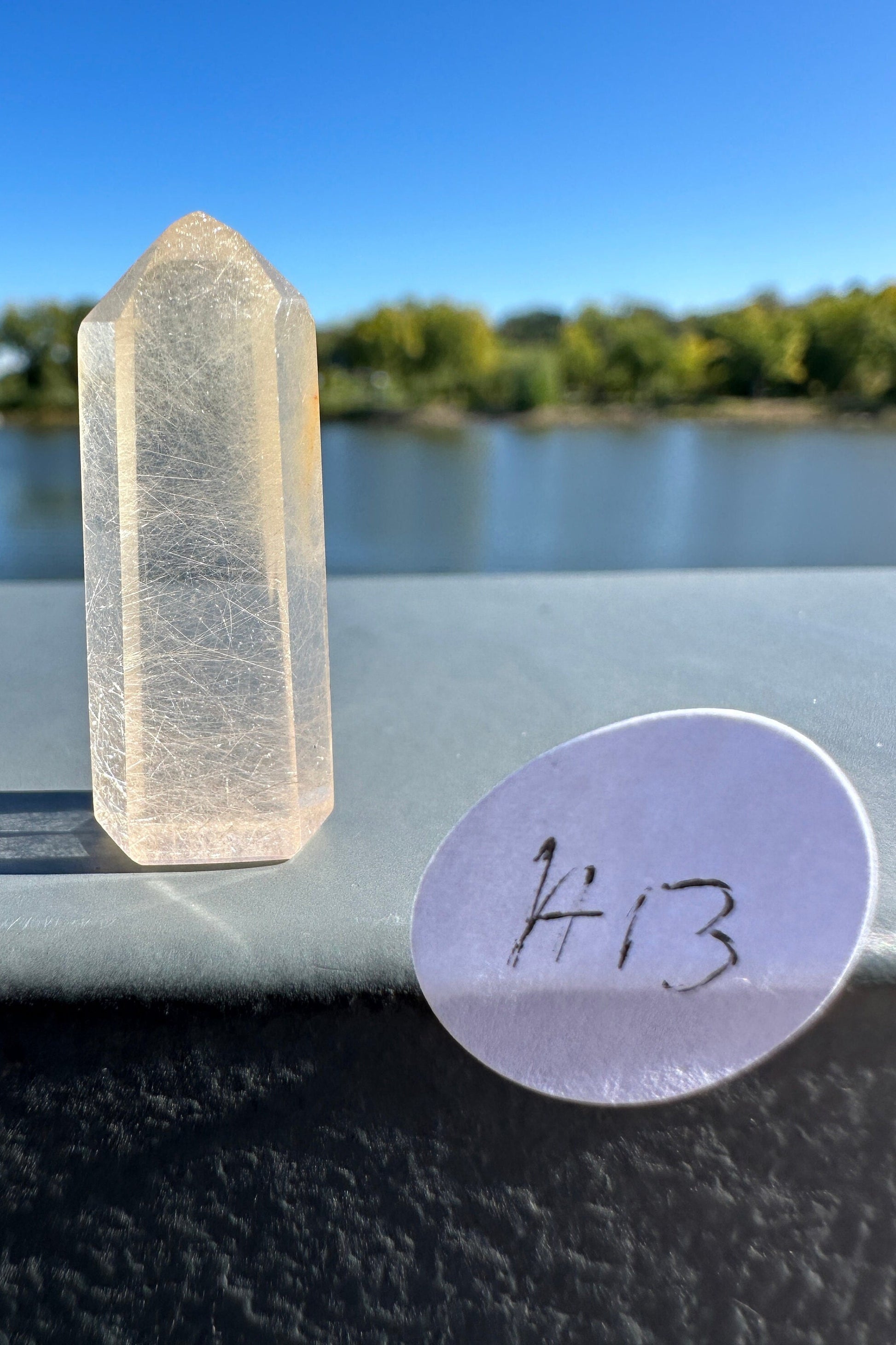 Mini Peach Amphibole Quartz Polished Point from Brazil | Pink Amphibole | Angel Wing Phantom Quartz | Angel Hair Quartz