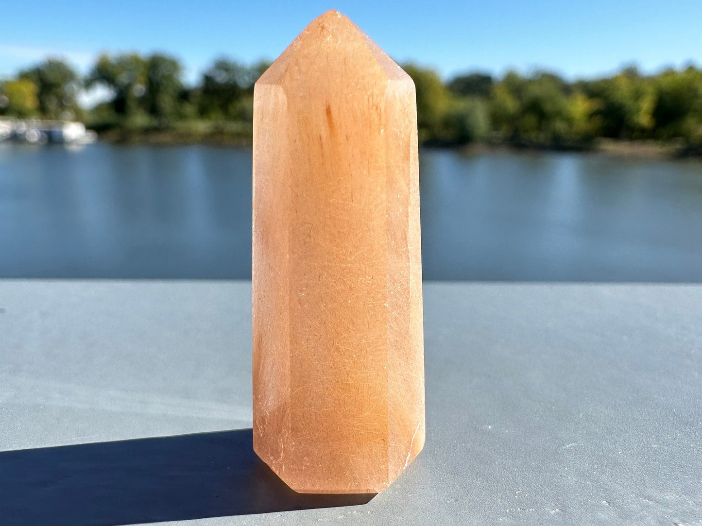 Mini Peach Amphibole Quartz Polished Point from Brazil | Pink Amphibole | Angel Wing Phantom Quartz | Angel Hair Quartz