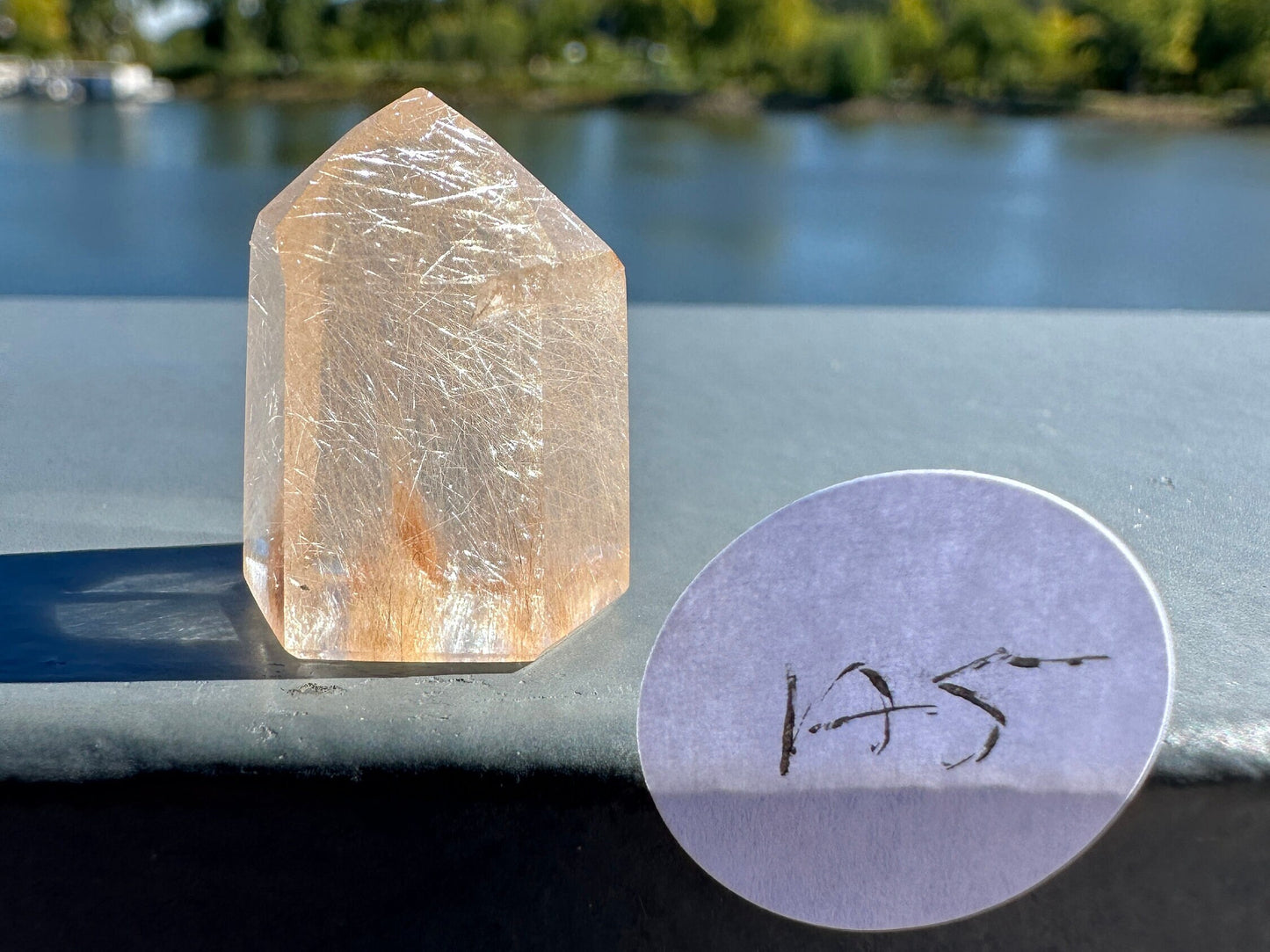 Mini Peach Amphibole Quartz Polished Point from Brazil | Pink Amphibole | Angel Wing Phantom Quartz | Angel Hair Quartz