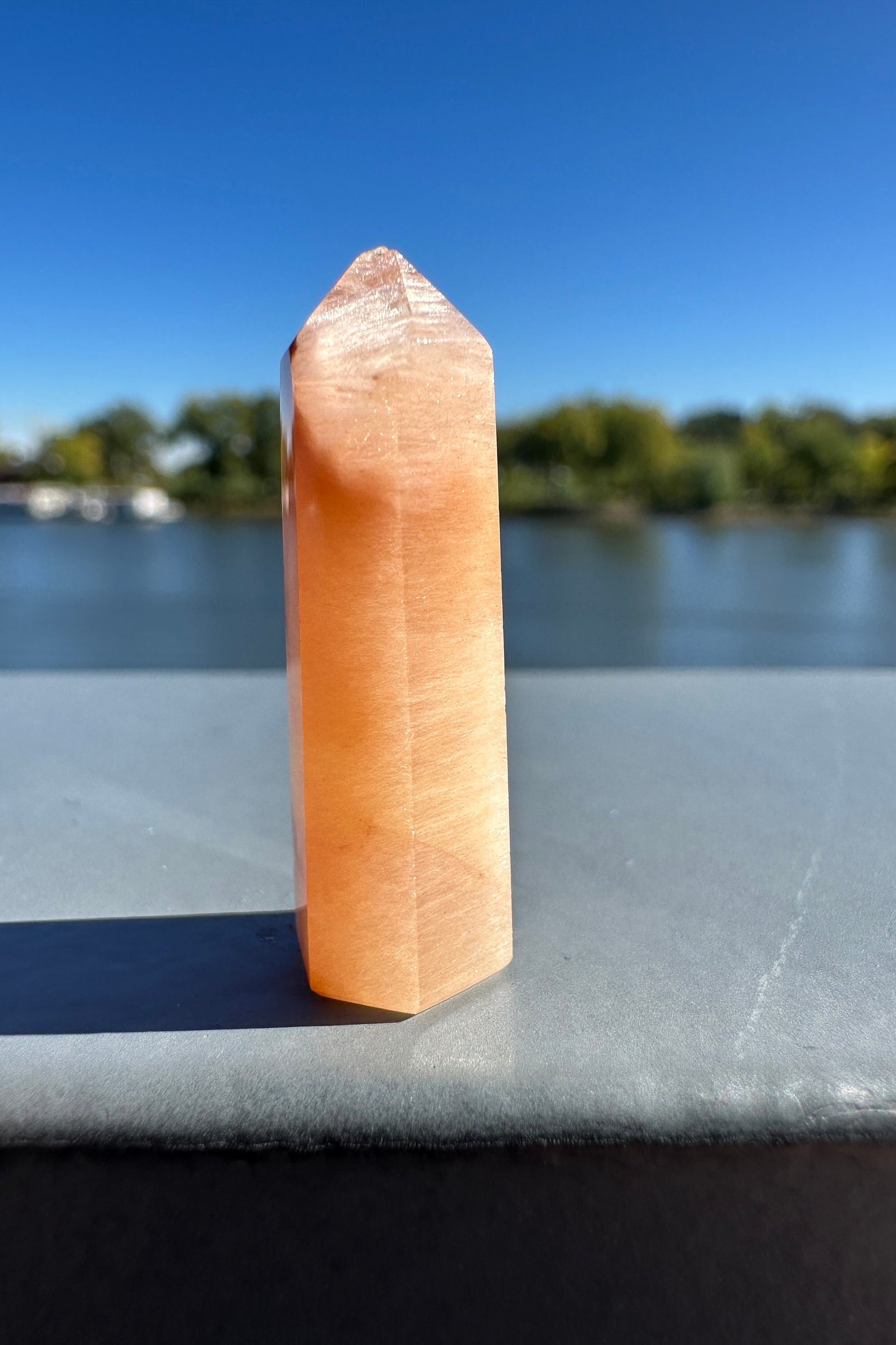 Mini Peach Amphibole Quartz Polished Point from Brazil | Pink Amphibole | Angel Wing Phantom Quartz | Angel Hair Quartz