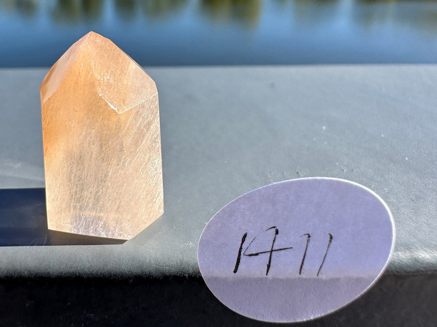 Mini Peach Amphibole Quartz Polished Point from Brazil | Pink Amphibole | Angel Wing Phantom Quartz | Angel Hair Quartz