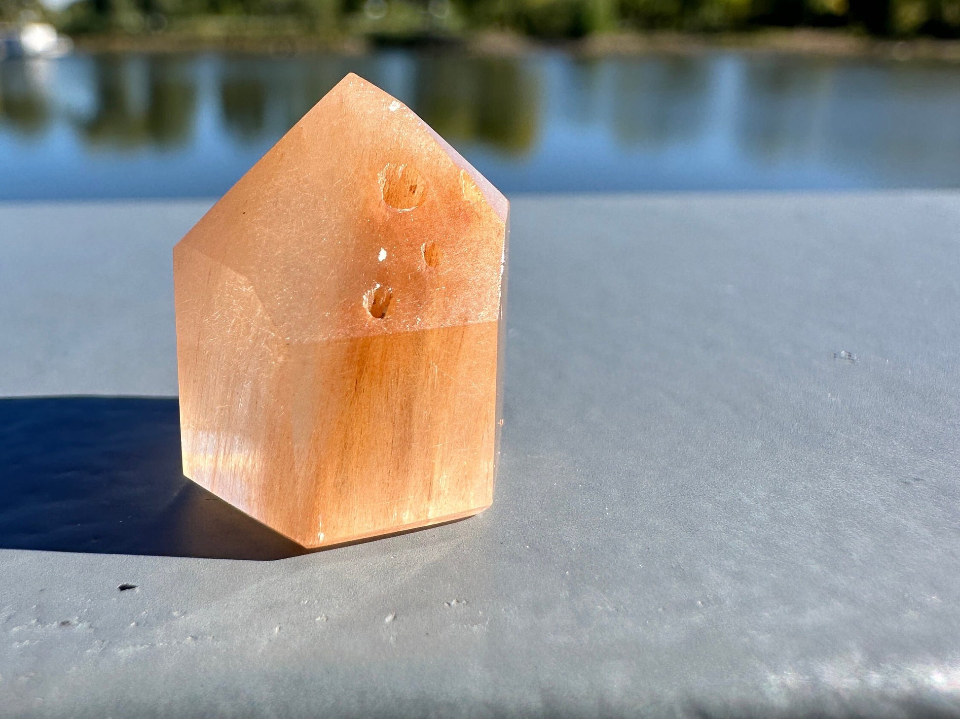 Mini Peach Amphibole Quartz Polished Point from Brazil | Pink Amphibole | Angel Wing Phantom Quartz | Angel Hair Quartz