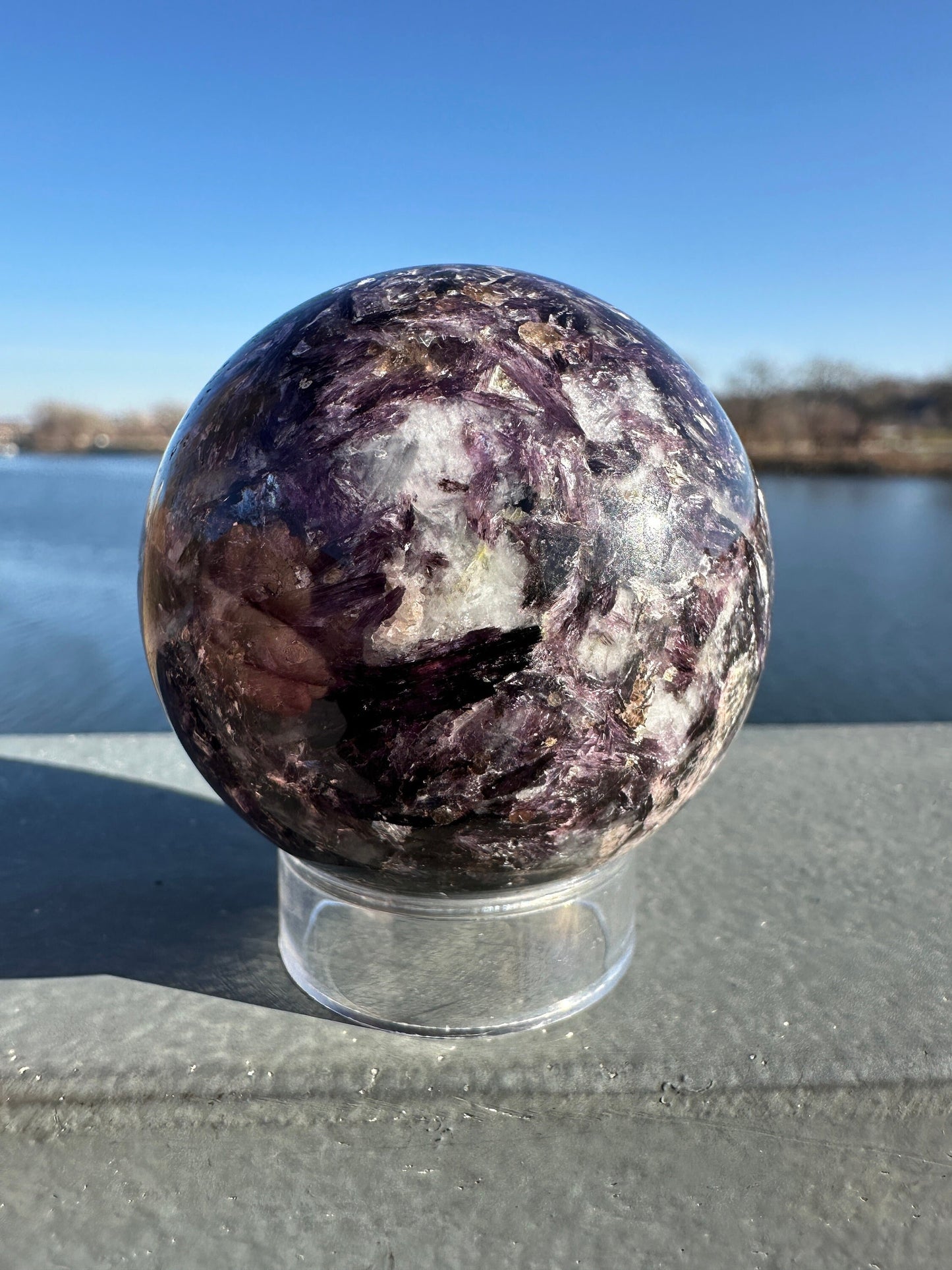 49mm Flashy High Quality Lepidolite Crystal Sphere | High Flash Gem Lepidolite Purple Crystal | Calming Stones | Purple Mica