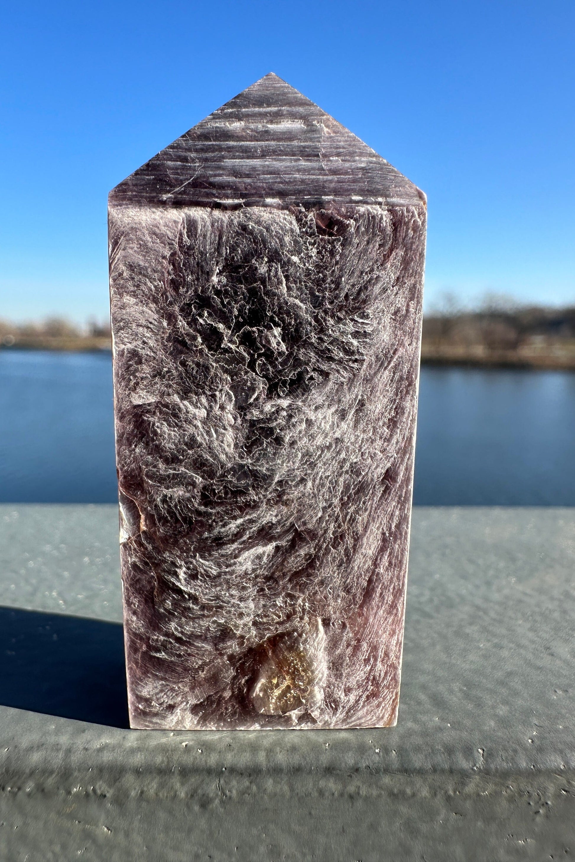 Flashy High Quality Gem Lepidolite Crystal Tower | High Flash Gem Lepidolite Purple Mica Crystal Tower| Rare Purple Mica