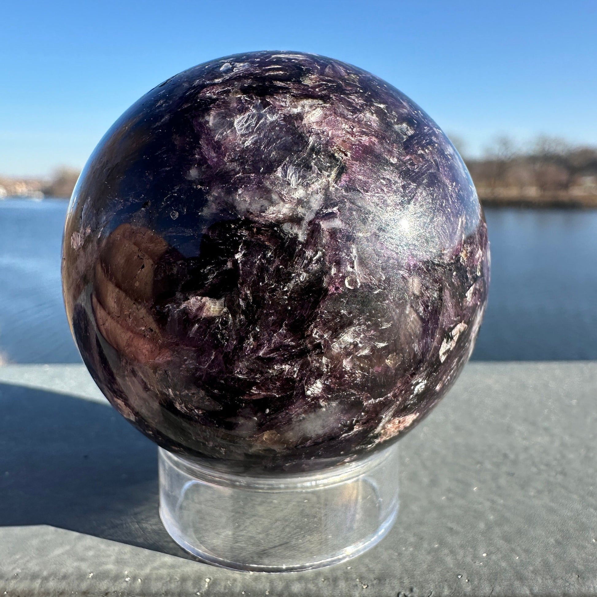 49mm Flashy High Quality Lepidolite Crystal Sphere | High Flash Gem Lepidolite Purple Crystal | Calming Stones | Purple Mica