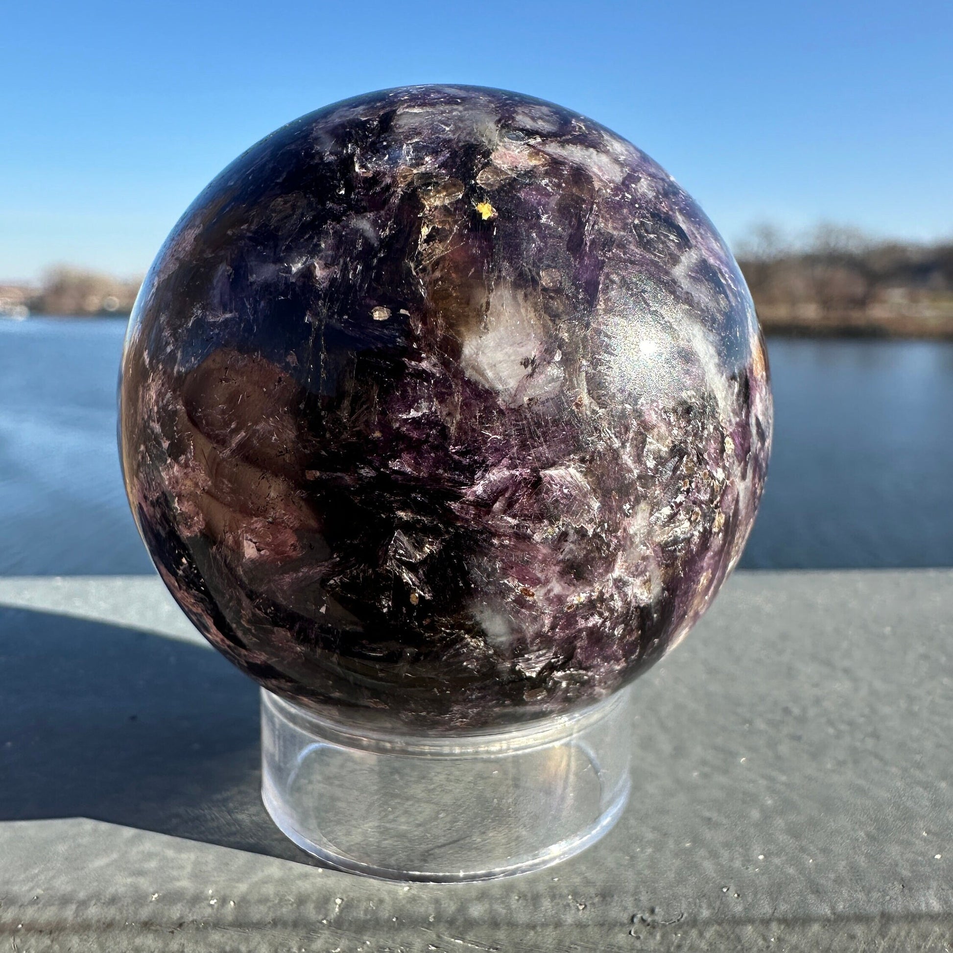 49mm Flashy High Quality Lepidolite Crystal Sphere | High Flash Gem Lepidolite Purple Crystal | Calming Stones | Purple Mica