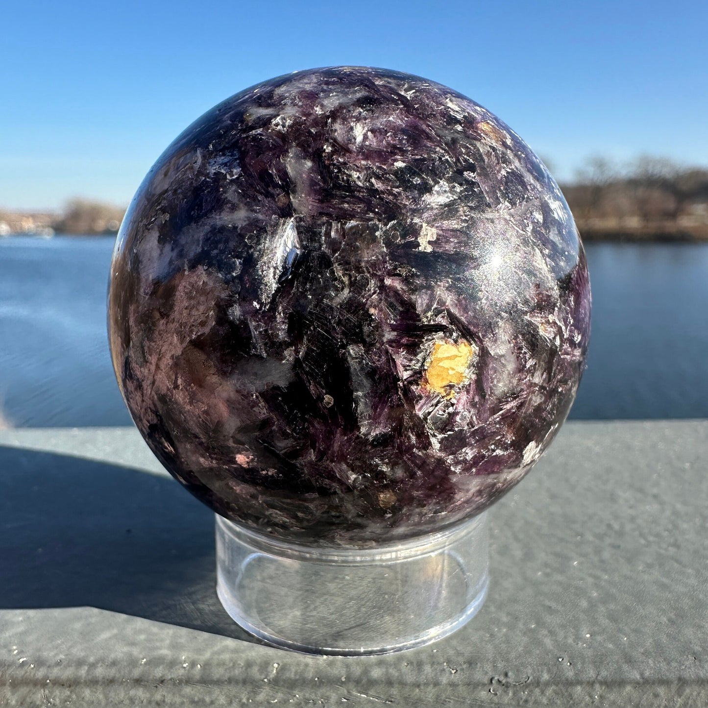 49mm Flashy High Quality Lepidolite Crystal Sphere | High Flash Gem Lepidolite Purple Crystal | Calming Stones | Purple Mica