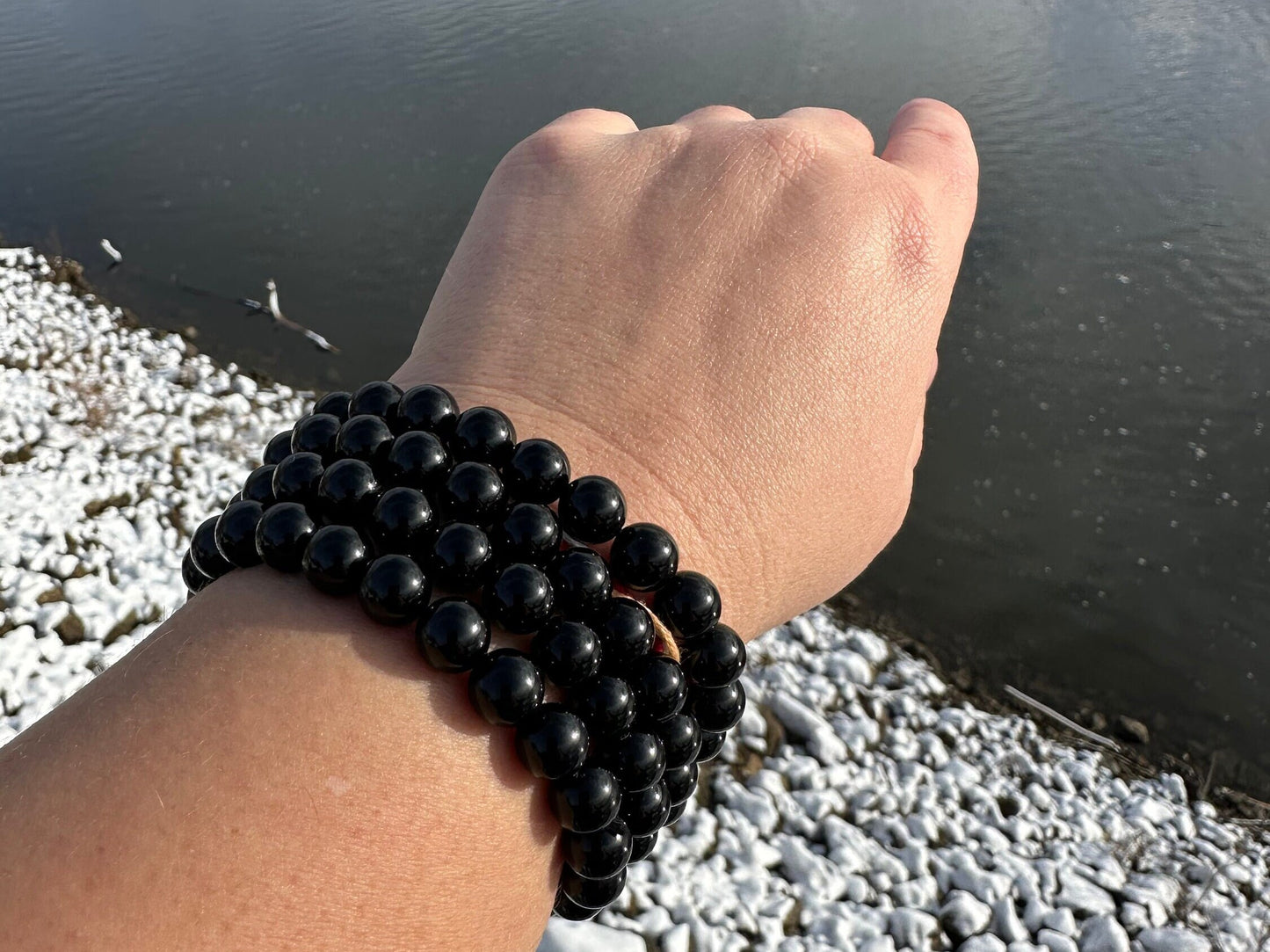 One (1) 8mm Black Obsidian Bracelet | Jewelry | Protection | Transformation | Altar | Meditation