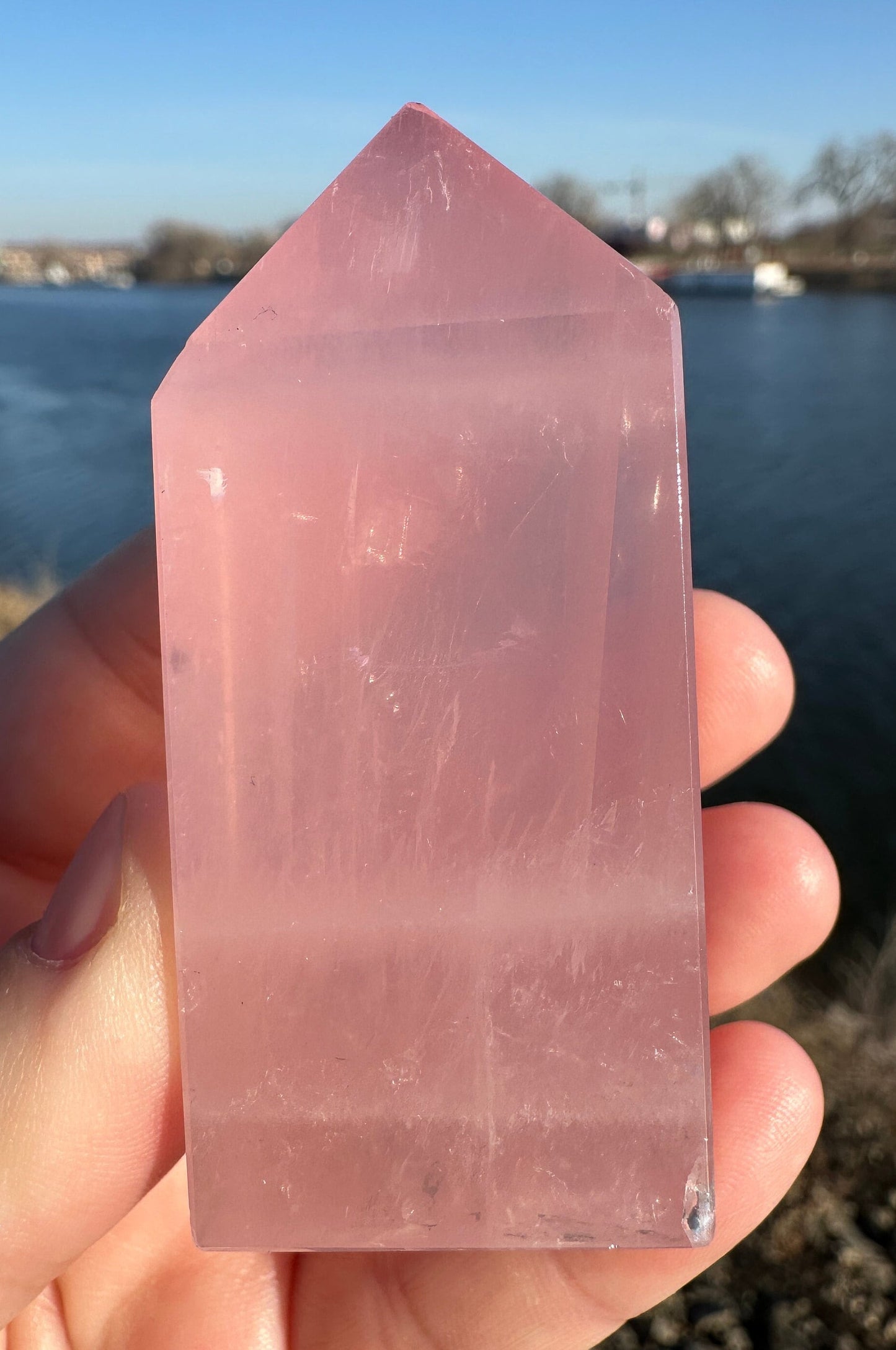 High Quality Star Rose Quartz Tower | Star Asterism | Sphere Palm Stone Obelisk | Healing Crystal | Heart Chakra