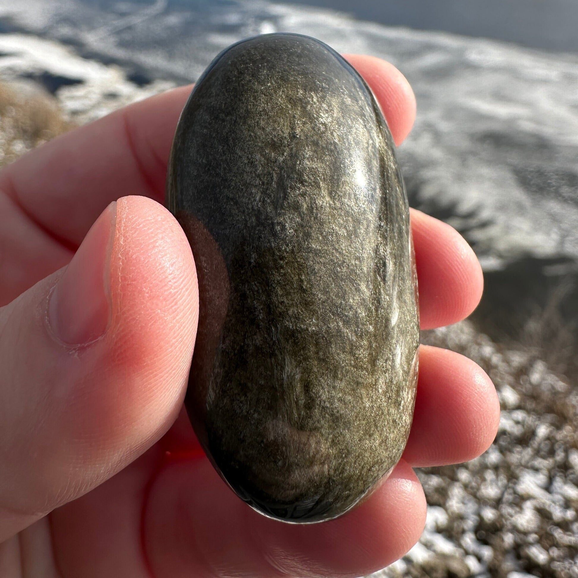 Gold Sheen Obsidian Palm Stone