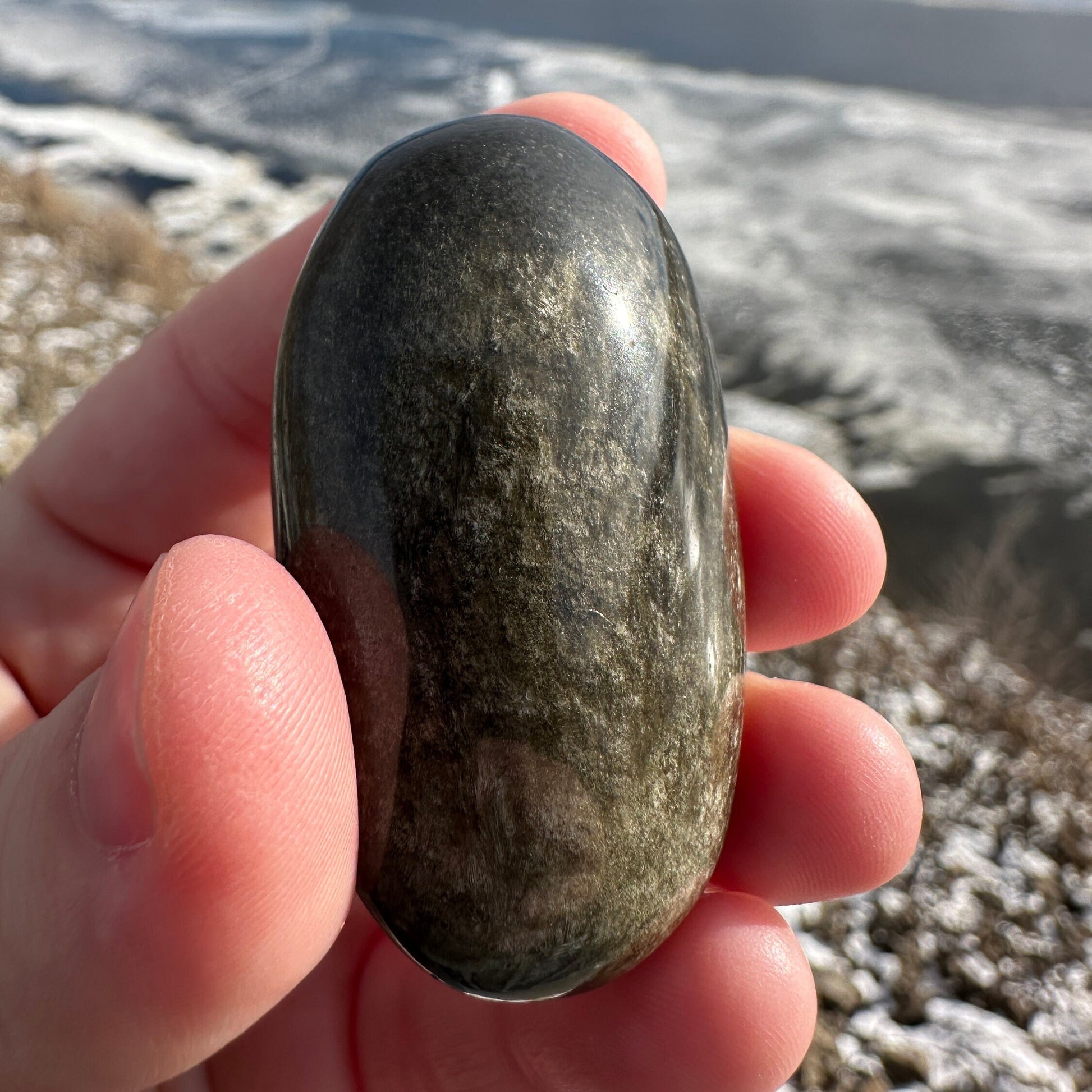 Gold Sheen Obsidian Palm Stone