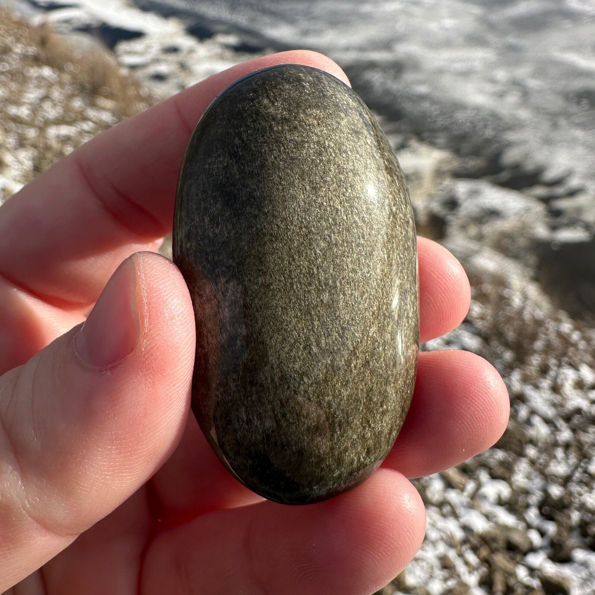 Gold Sheen Obsidian Palm Stone